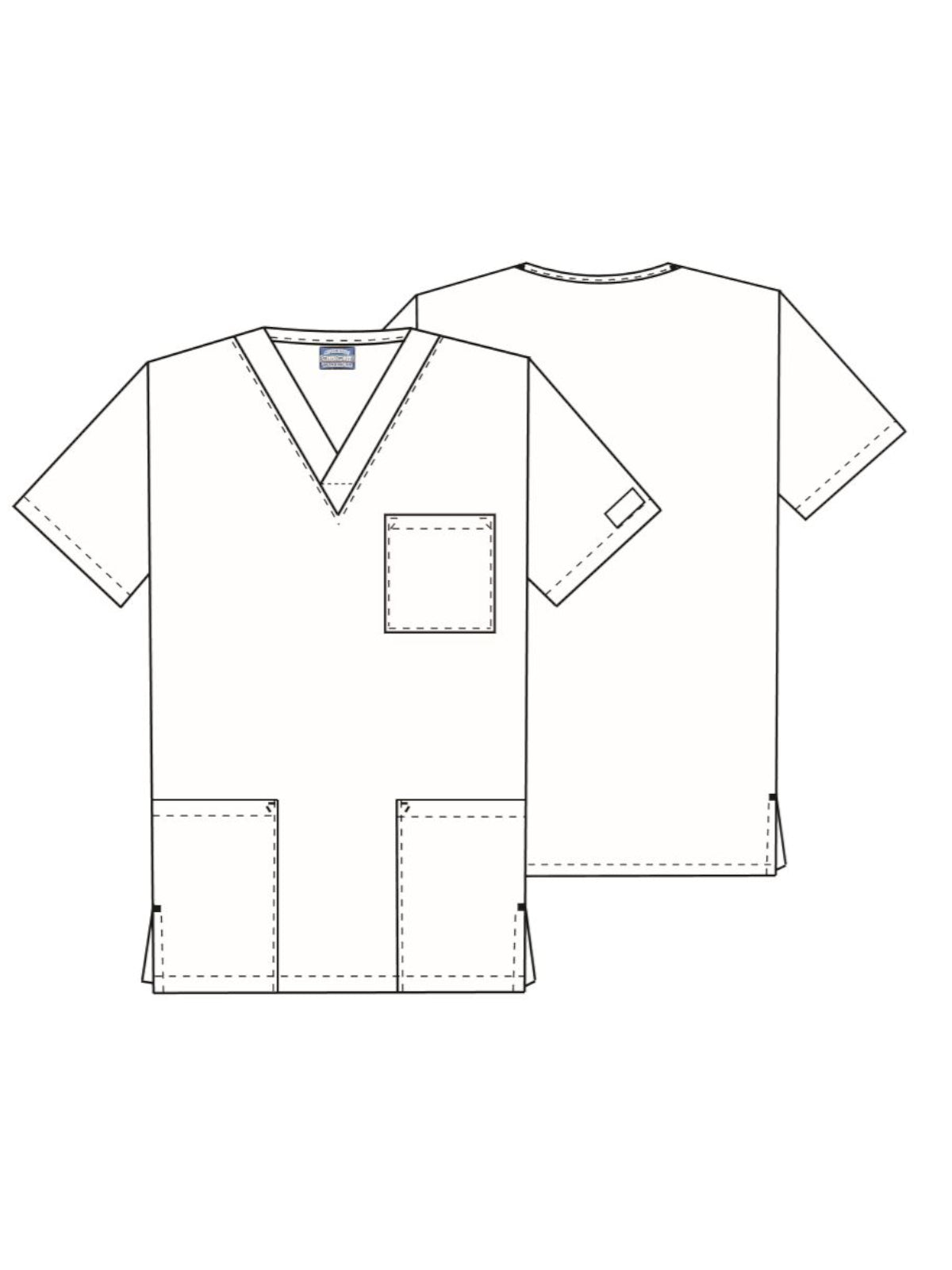Unisex 3-Pocket V-Neck Top - 4876 - White