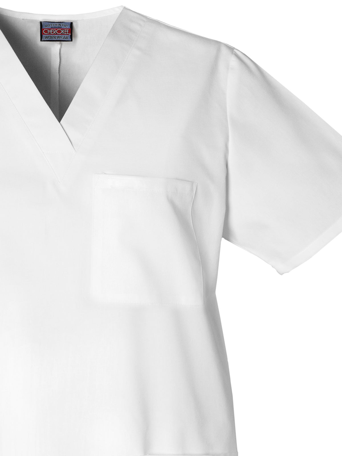 Unisex 3-Pocket V-Neck Top - 4876 - White