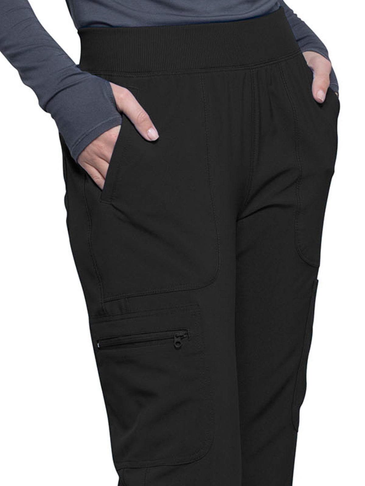 Women's Mid Rise Tapered Leg Pant - CK065A - Black