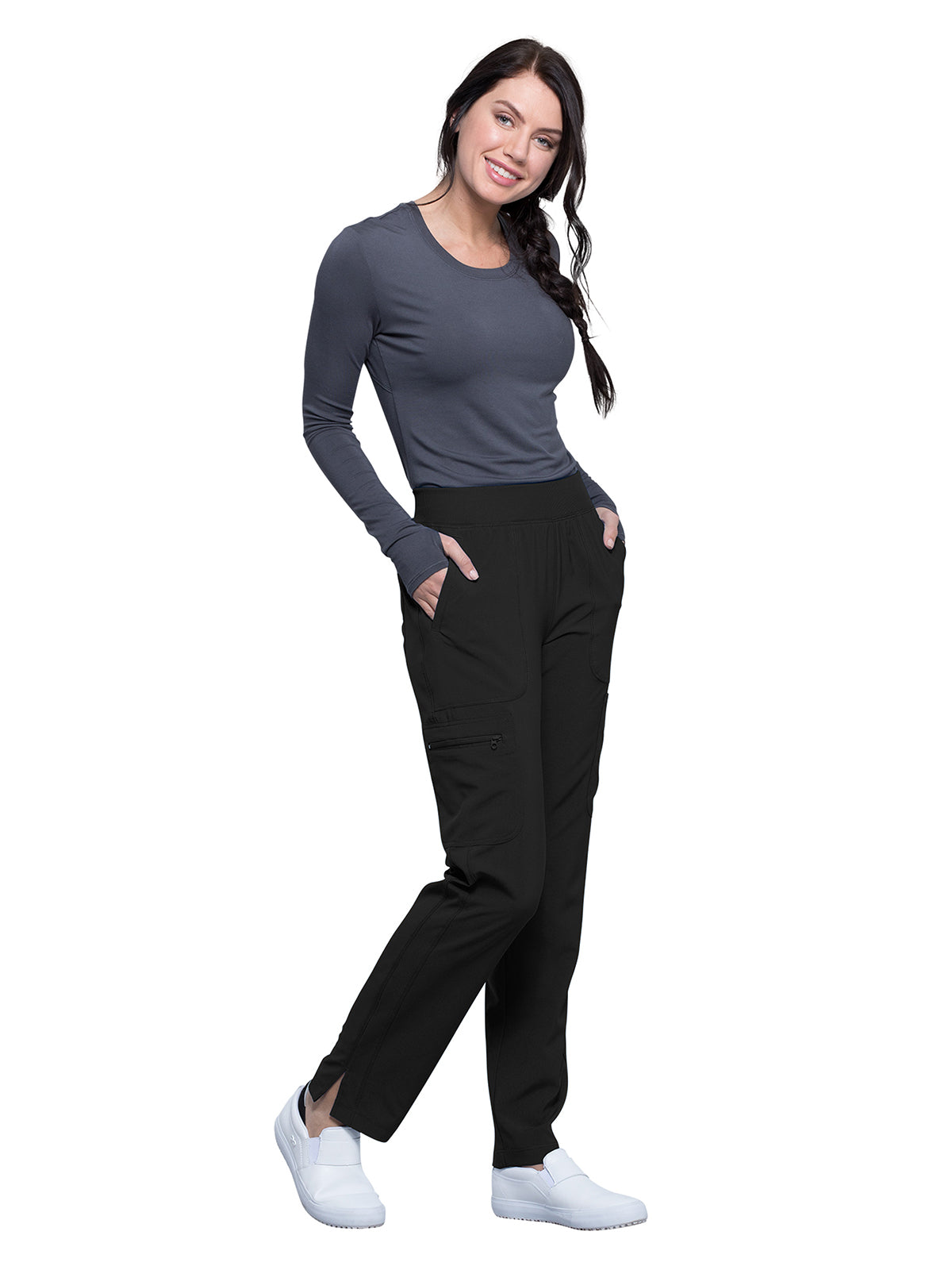 Women's Mid Rise Tapered Leg Pant - CK065A - Black