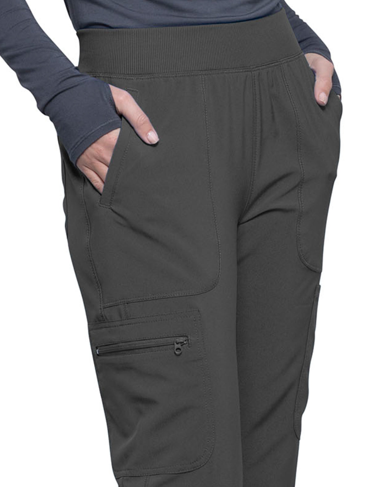 Women's Mid Rise Tapered Leg Pant - CK065A - Pewter