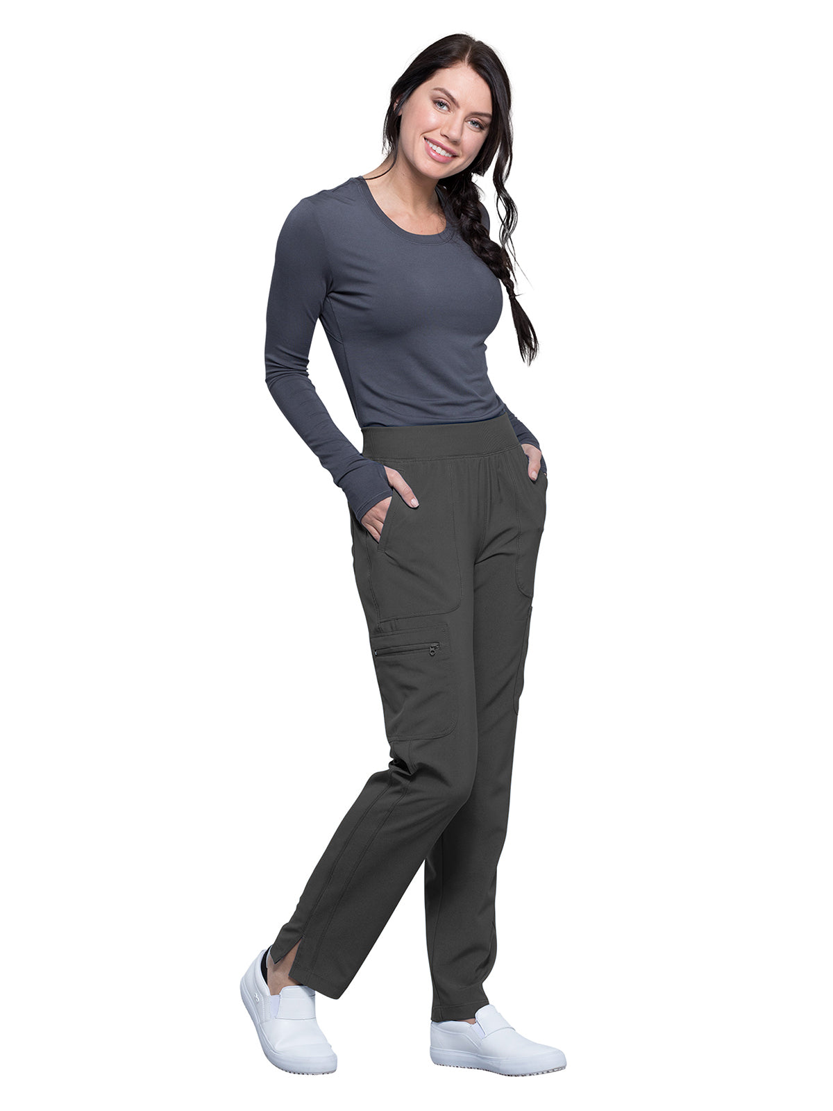 Women's Mid Rise Tapered Leg Pant - CK065A - Pewter