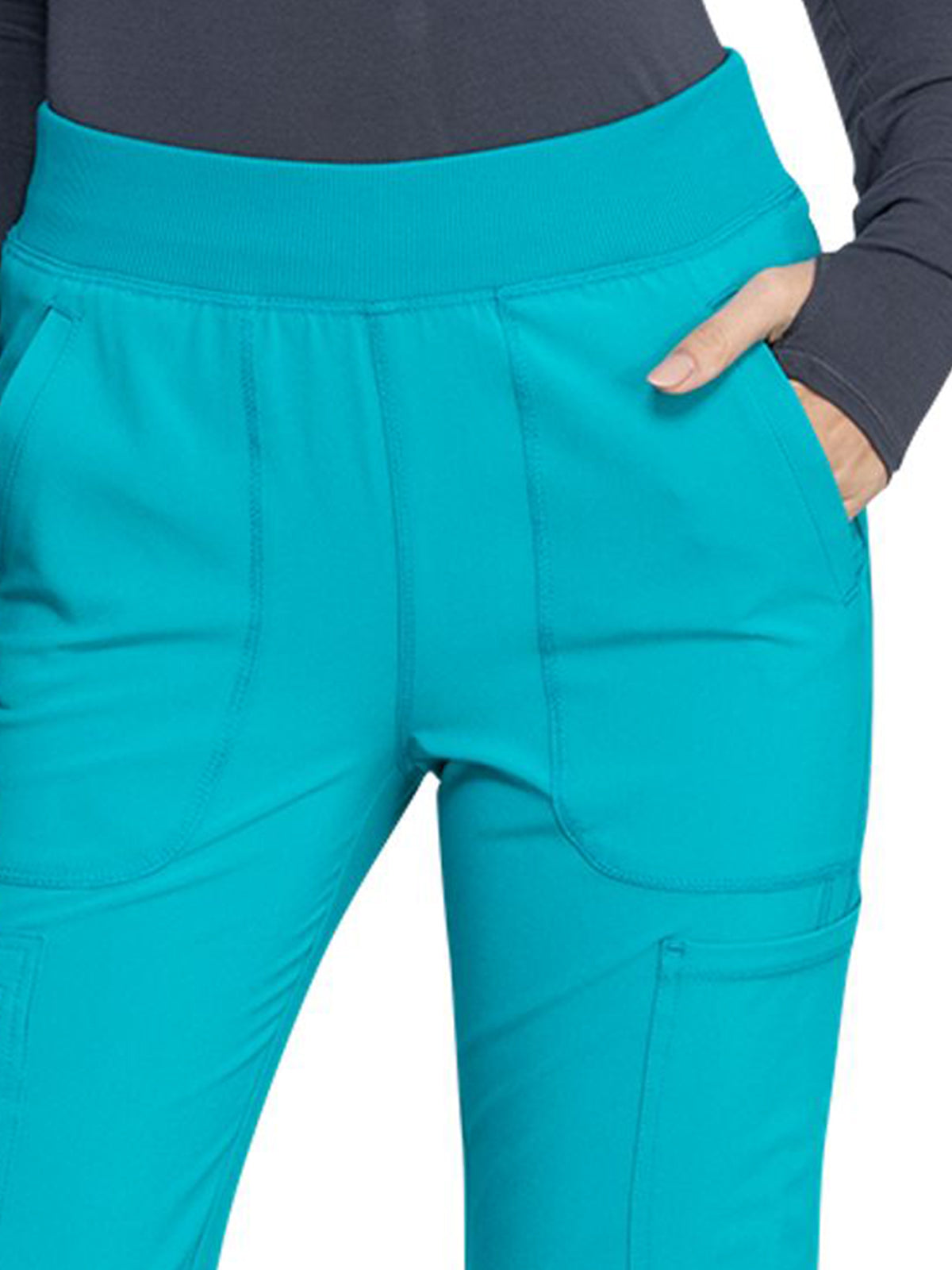 Women's Mid Rise Tapered Leg Pant - CK065A - Teal Blue