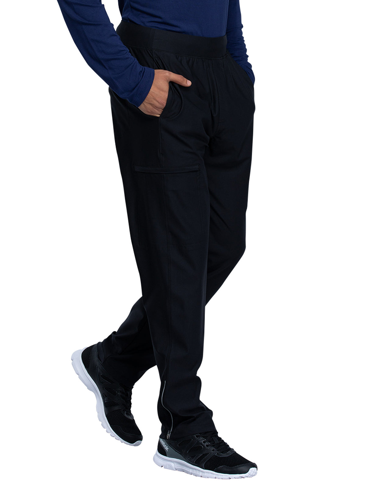 Men's Faux Front Fly Tapered Leg Pull-on Pant - CK185 - Black