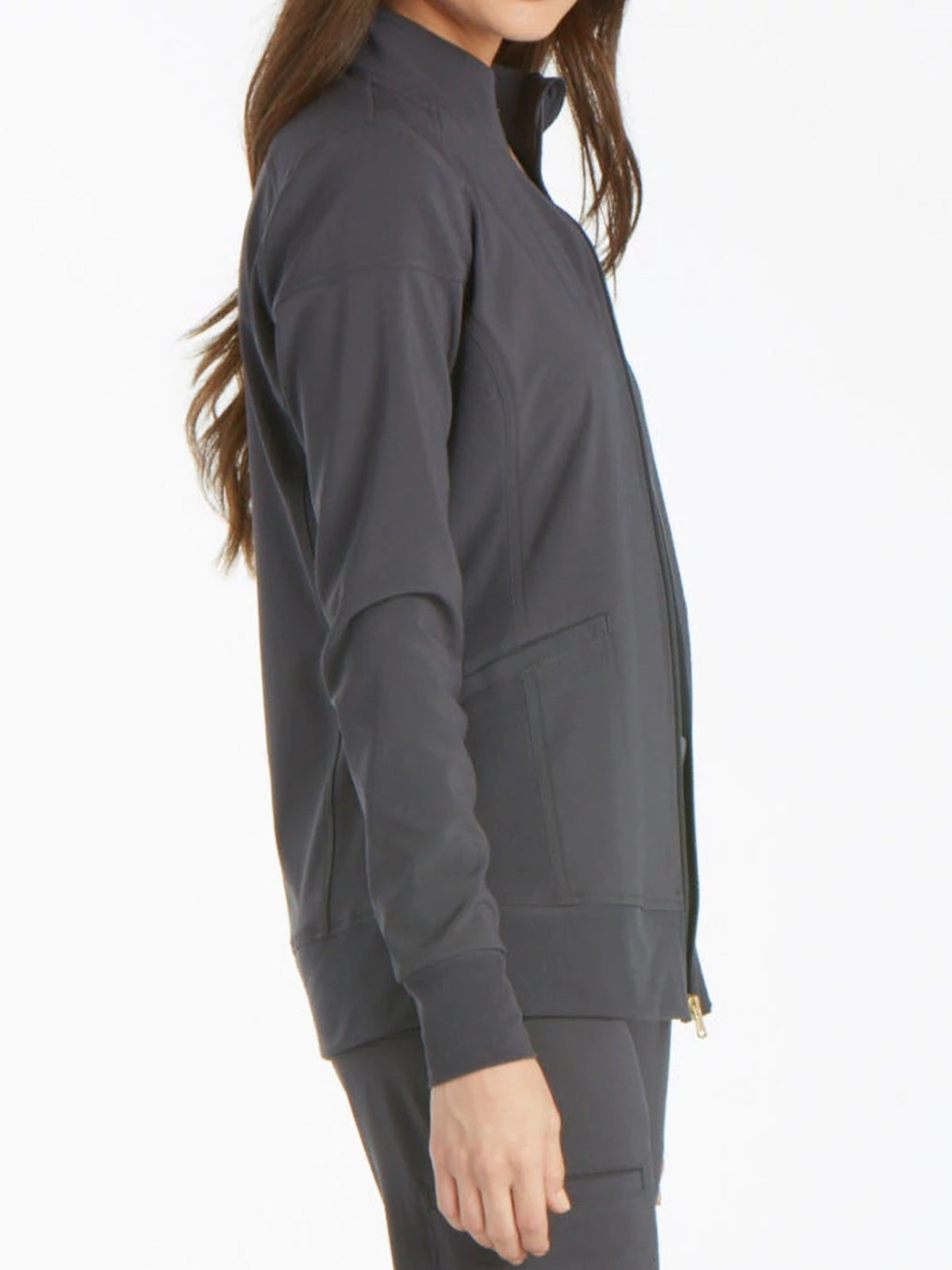 Women's 2 Pocket Zip Front Jacket - CK303 - Pewter