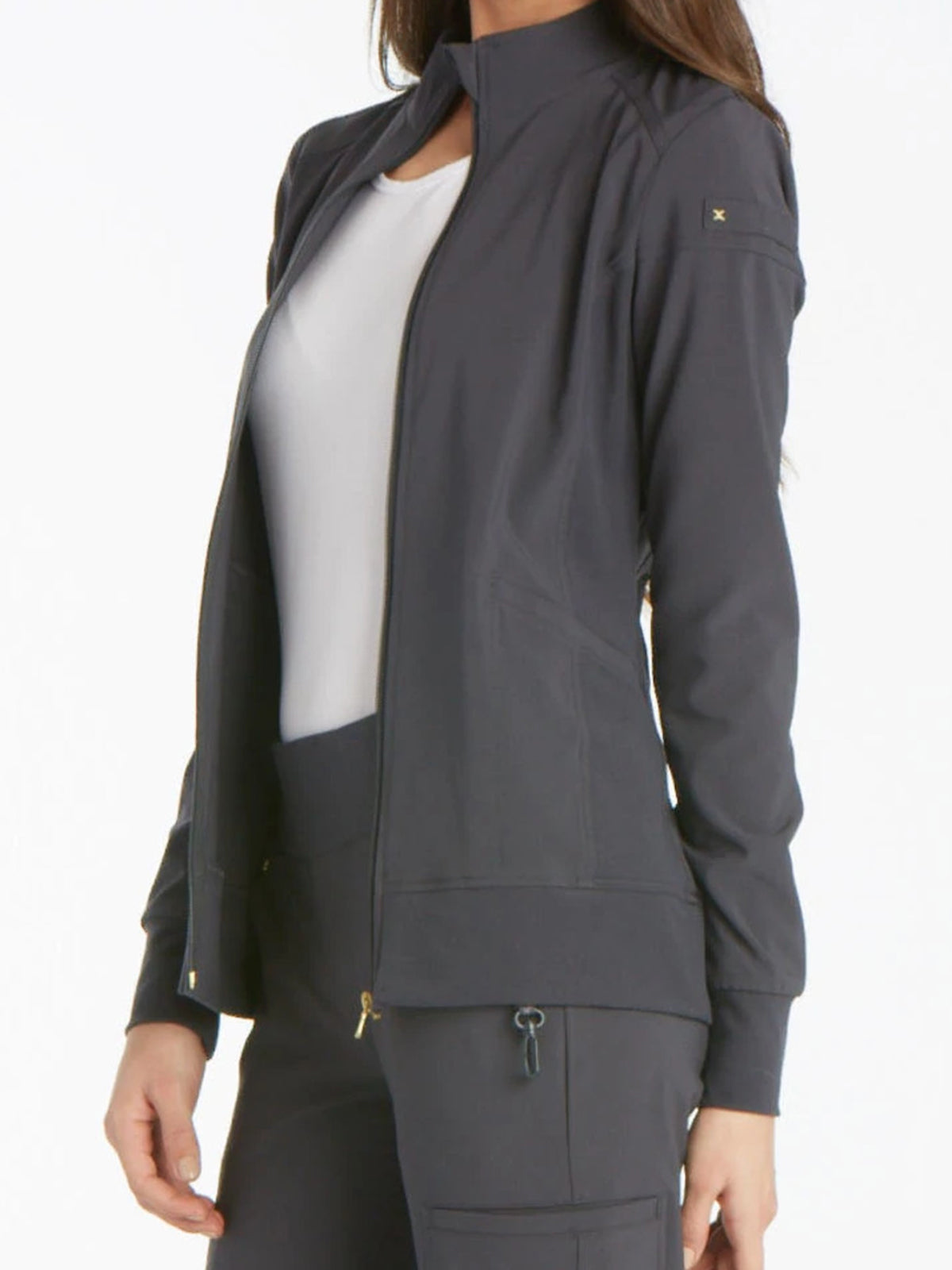 Women's 2 Pocket Zip Front Jacket - CK303 - Pewter