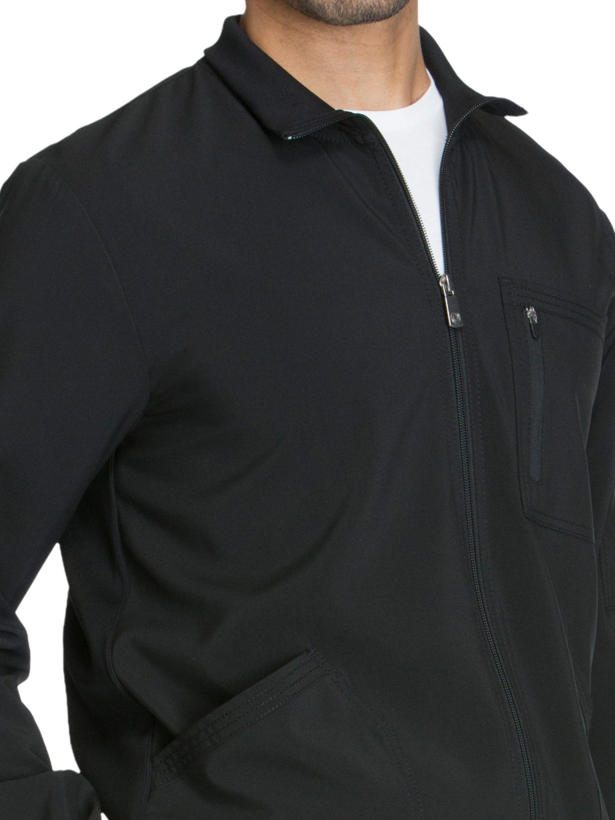 Men's 5-Pocket Zip Front Jacket - CK305A - Black