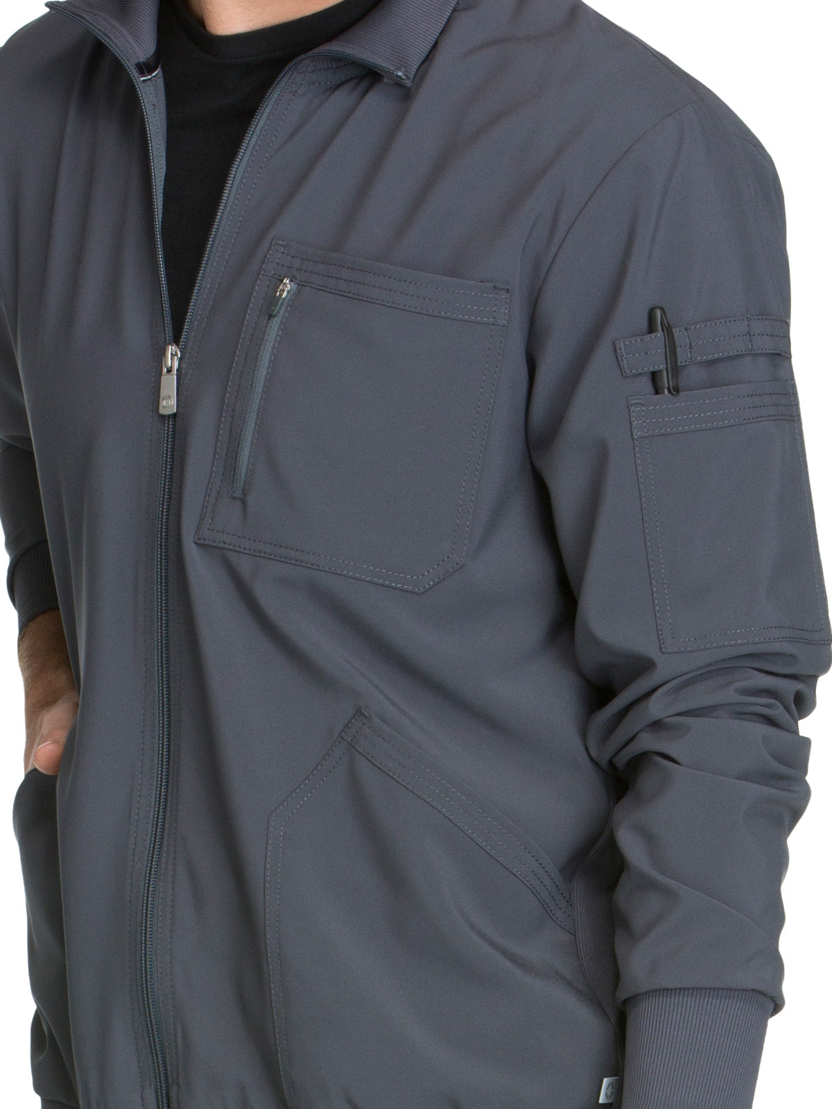 Men's 5-Pocket Zip Front Jacket - CK305A - Pewter