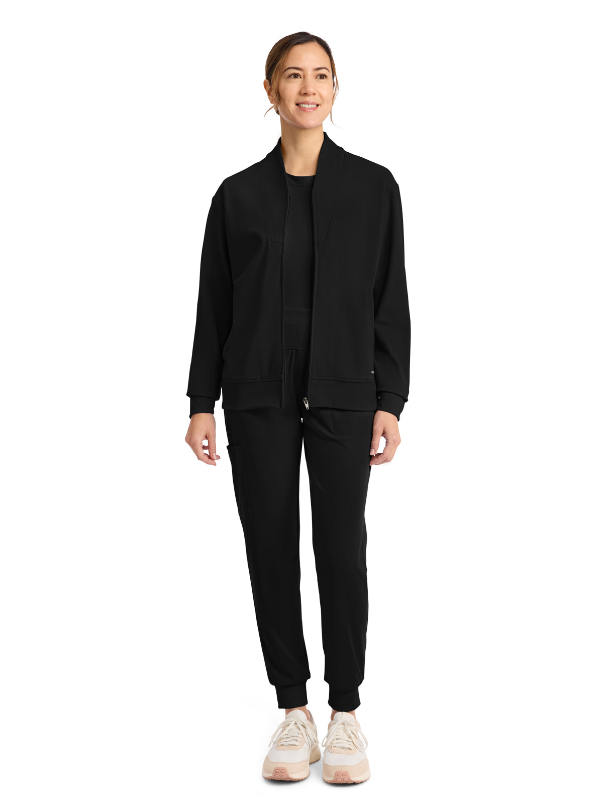 Women's 2-Pocket Warm-Up Jacket - CK353 - Black