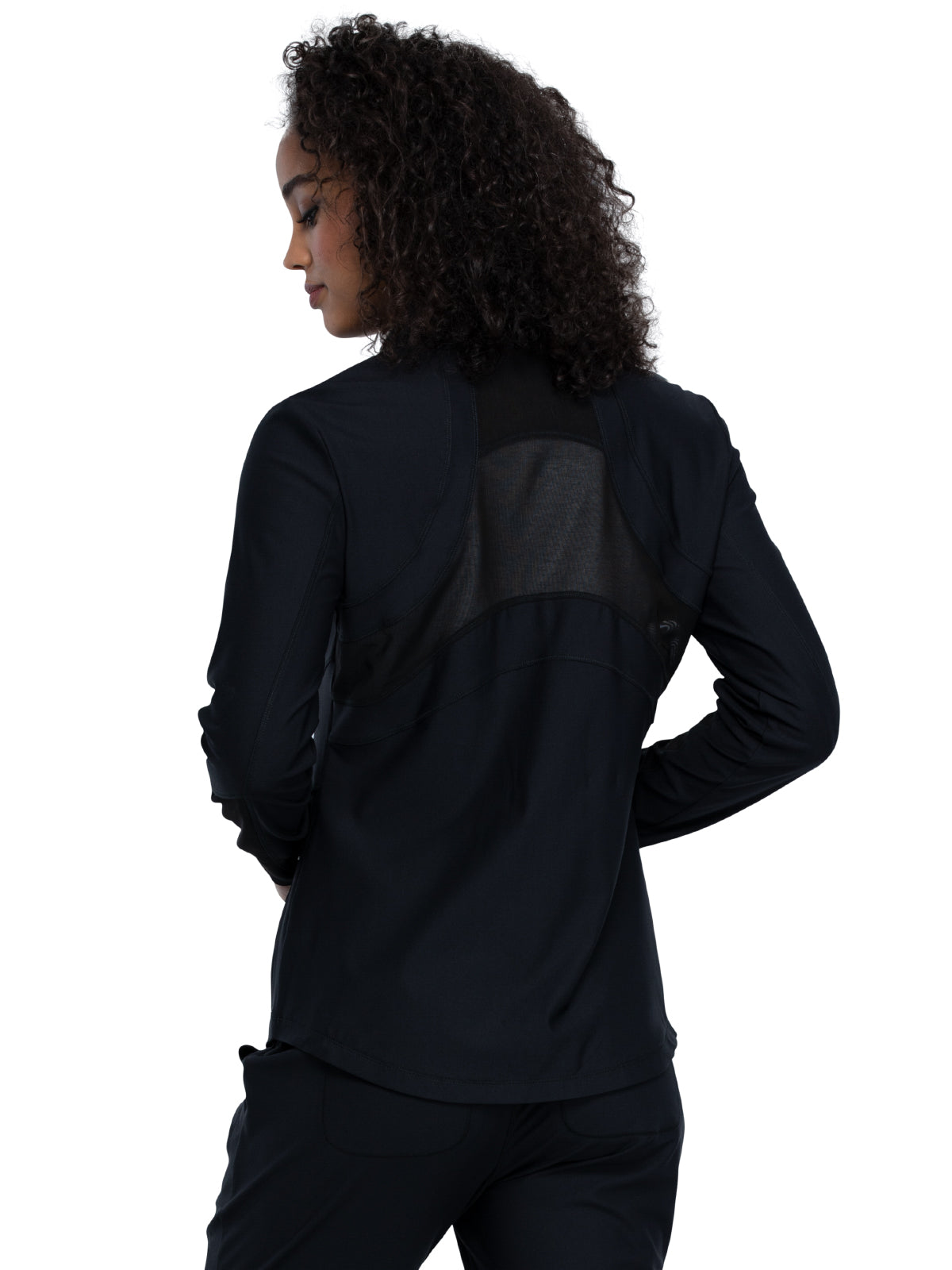 Women's Mock Neck Zip Front Jacket - CK390 - Black