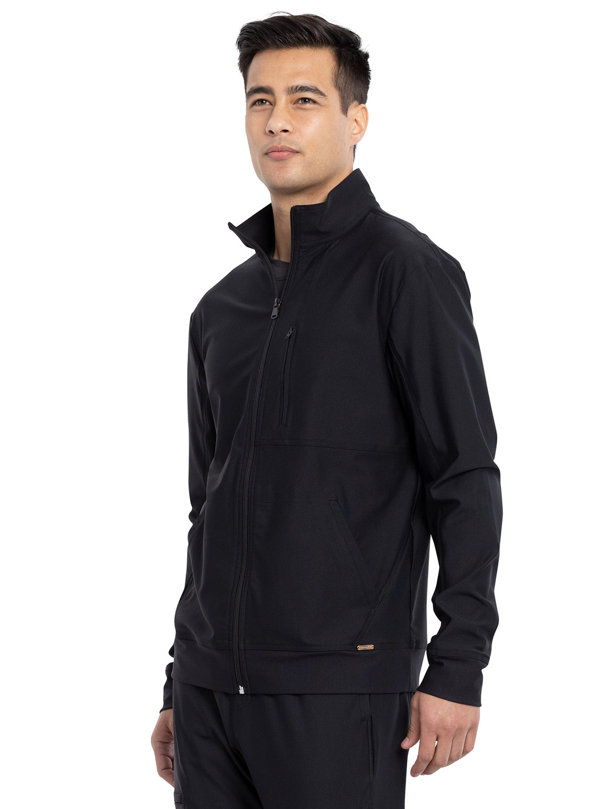 Men's Stand Up Collar Zip Front Jacket - CK399 - Black