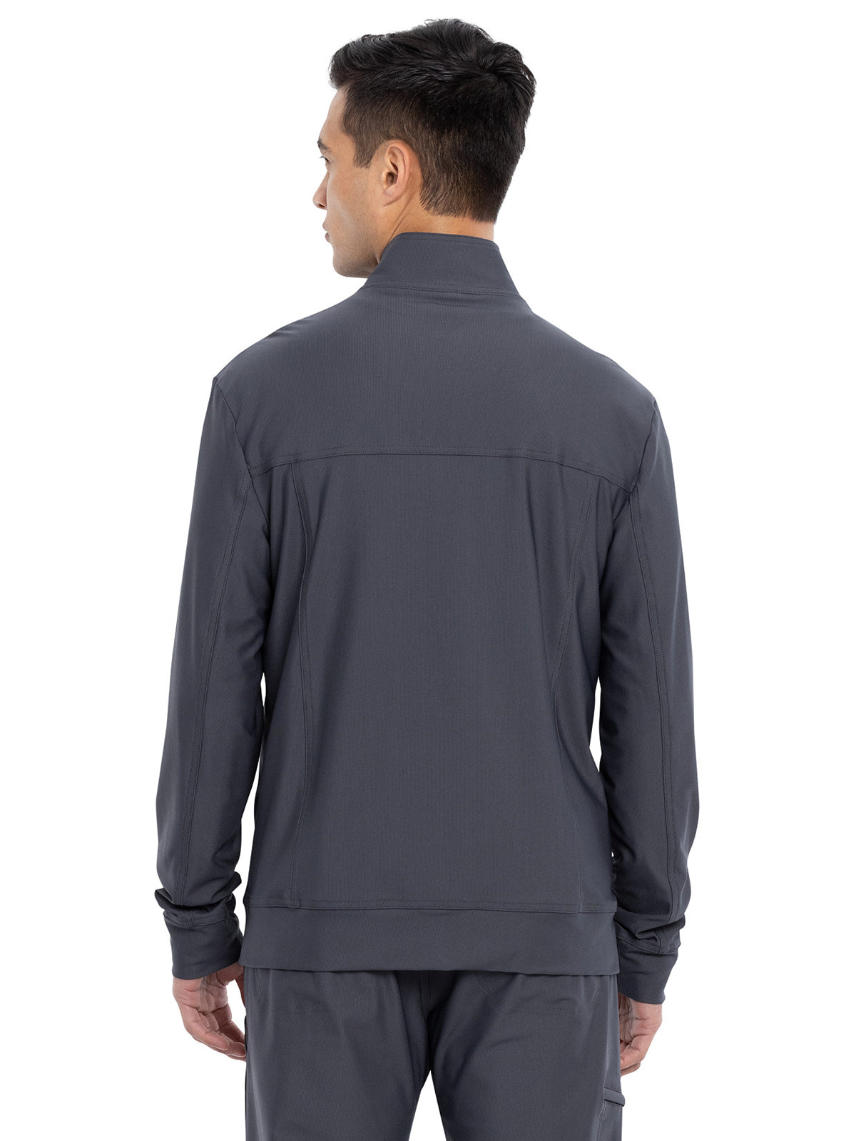 Men's Stand Up Collar Zip Front Jacket - CK399 - Pewter