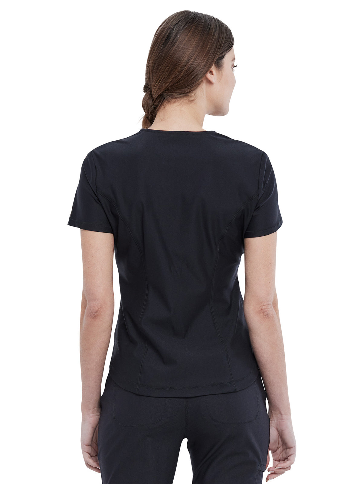 Women's 1-Pocket Tuckable V-Neck Top - CK819 - Black