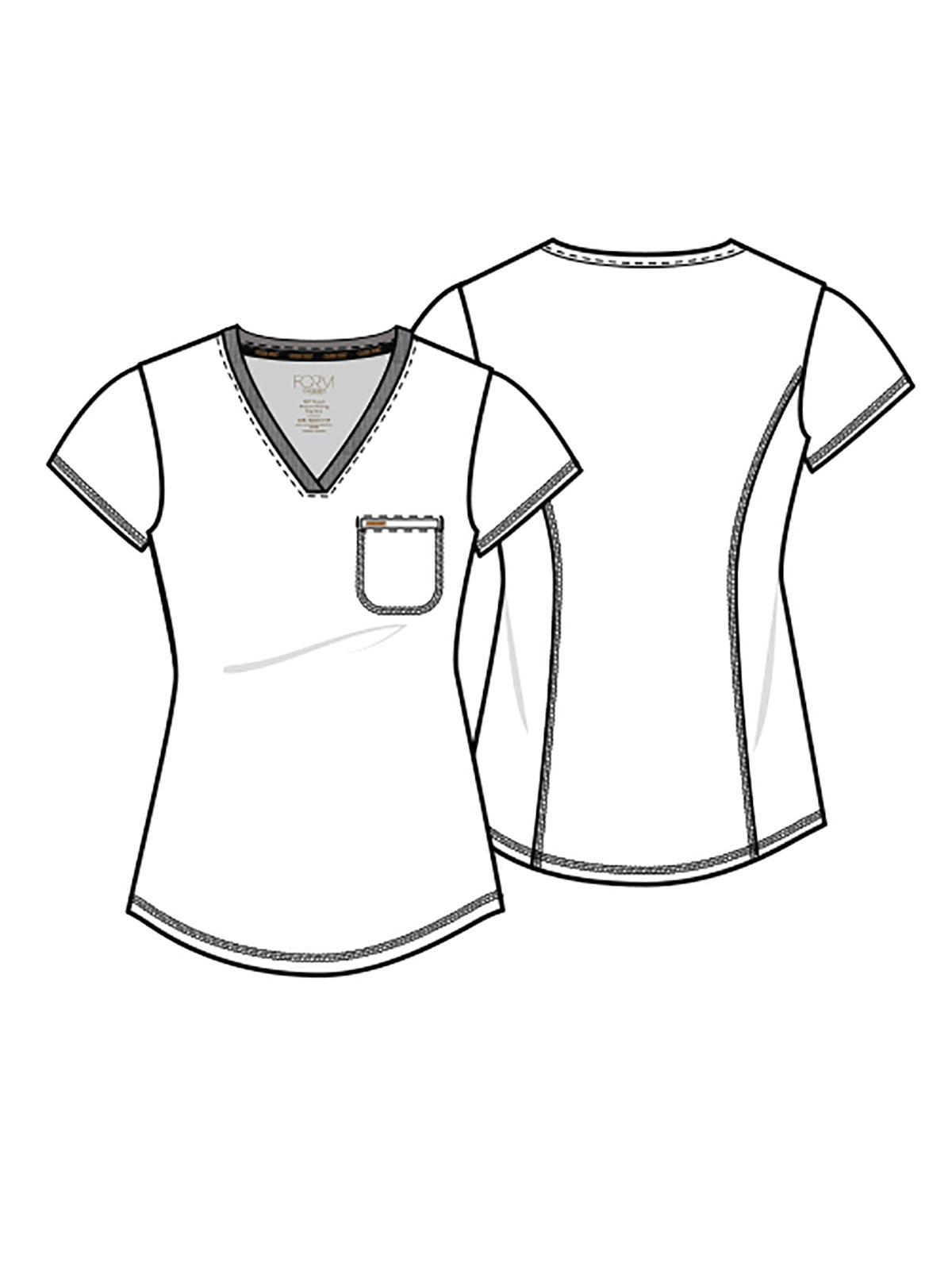 Women's 1-Pocket Tuckable V-Neck Top - CK819 - Black
