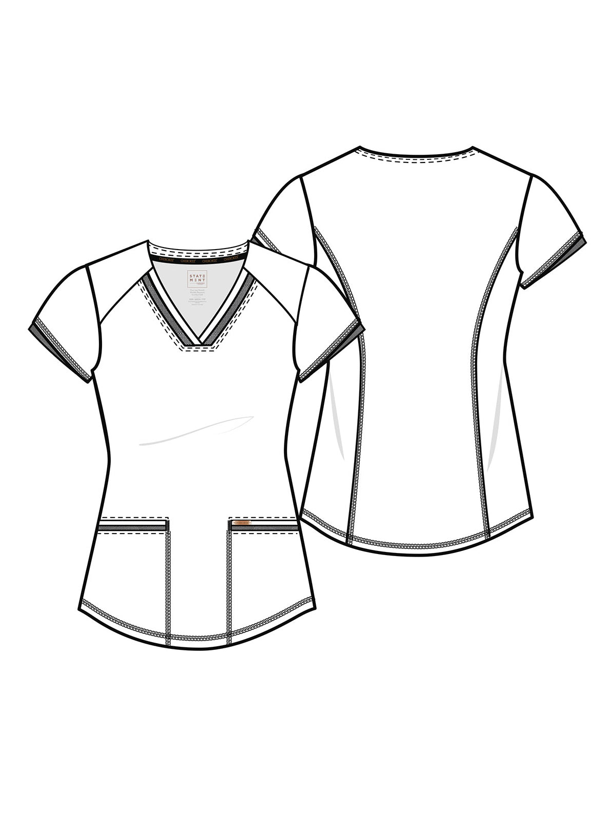 Women's Curved Hemline V-Neck Top - CK840 - Pewter