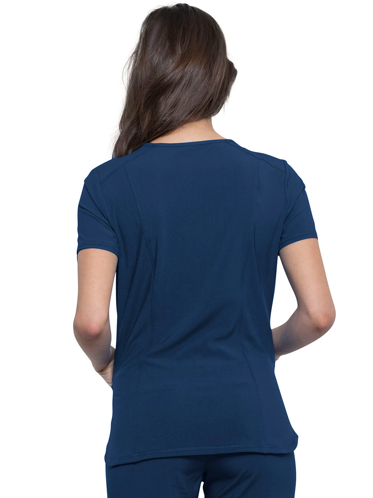 Women's 2-Pocket V-Neck Top - CK865A - Navy