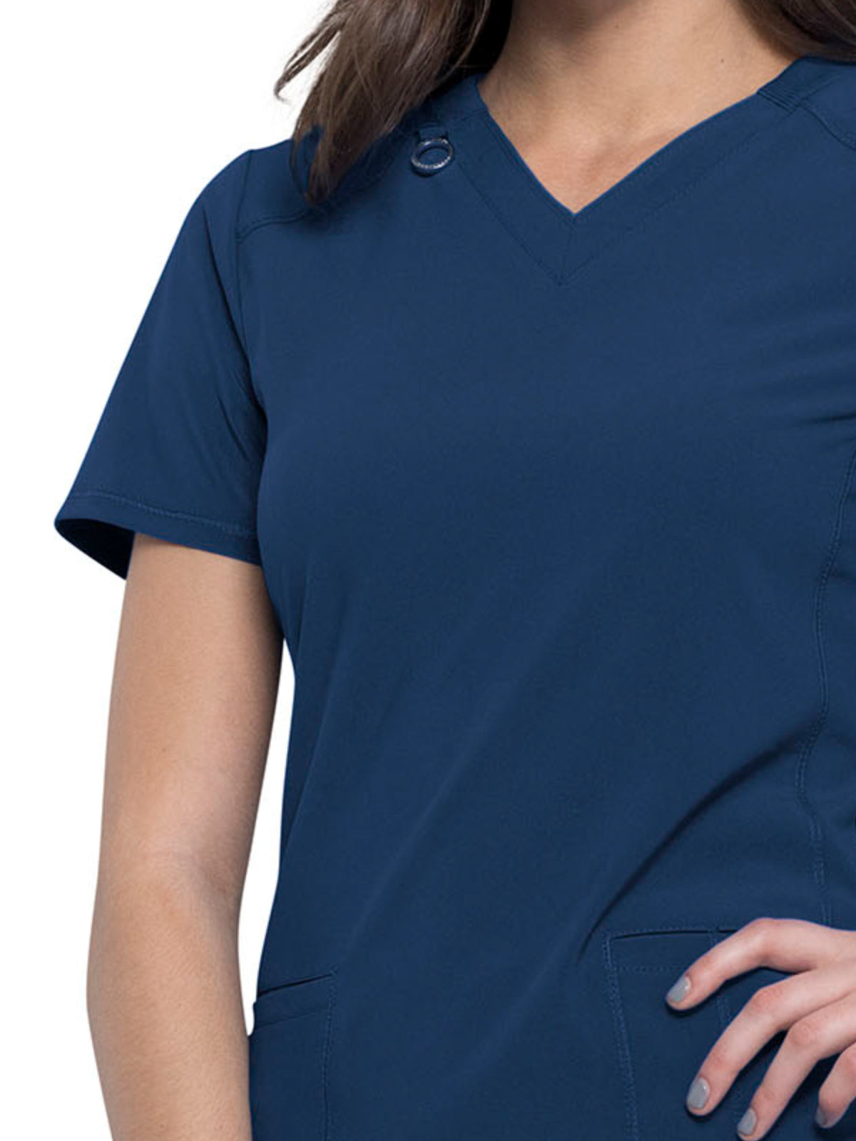 Women's 2-Pocket V-Neck Top - CK865A - Navy