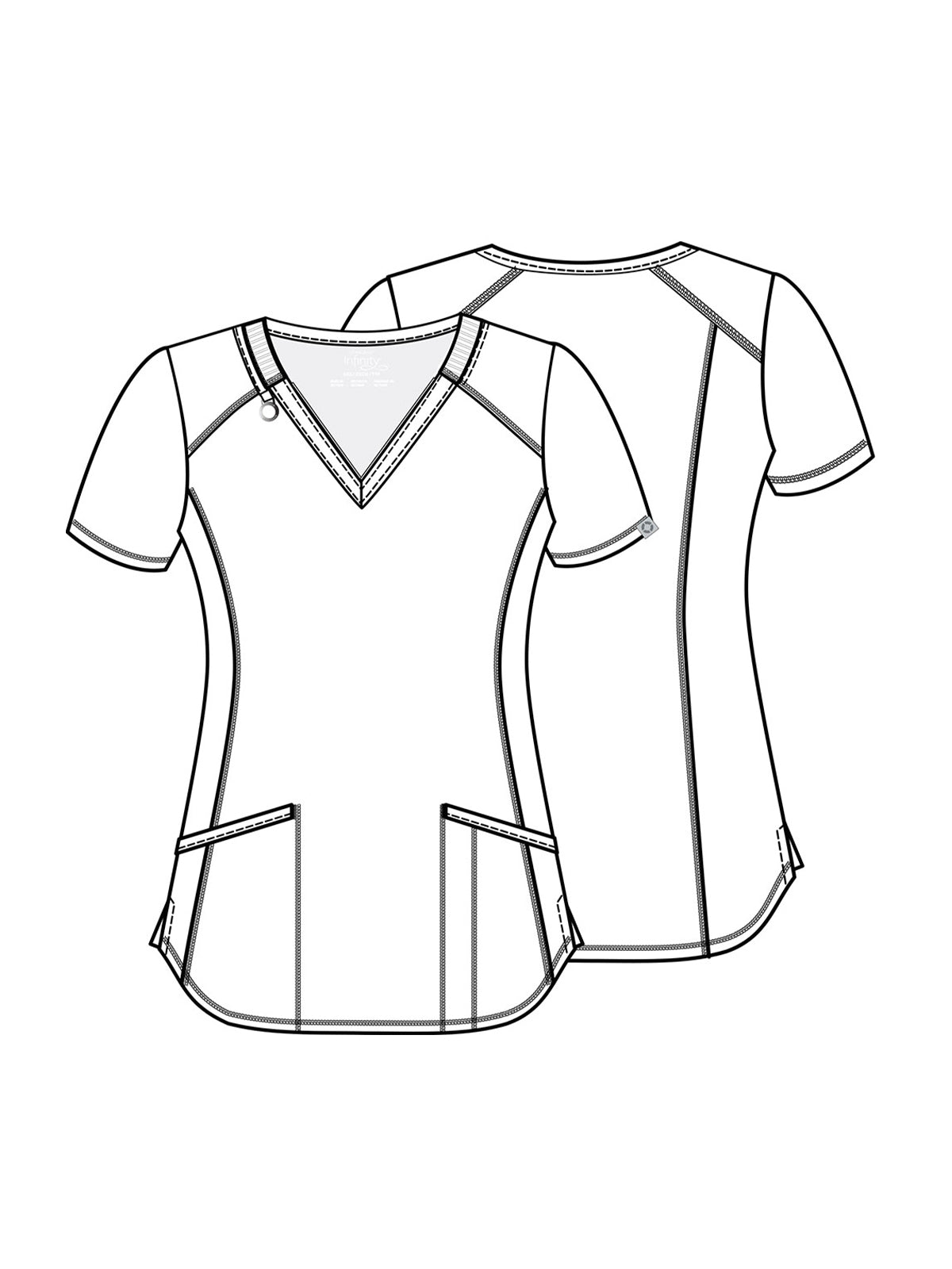 Women's 2-Pocket V-Neck Top - CK865A - Navy