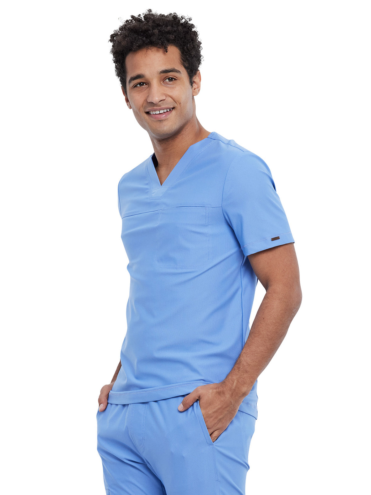 Men's Contouring Tuckable V-Neck Top - CK885 - Ciel Blue