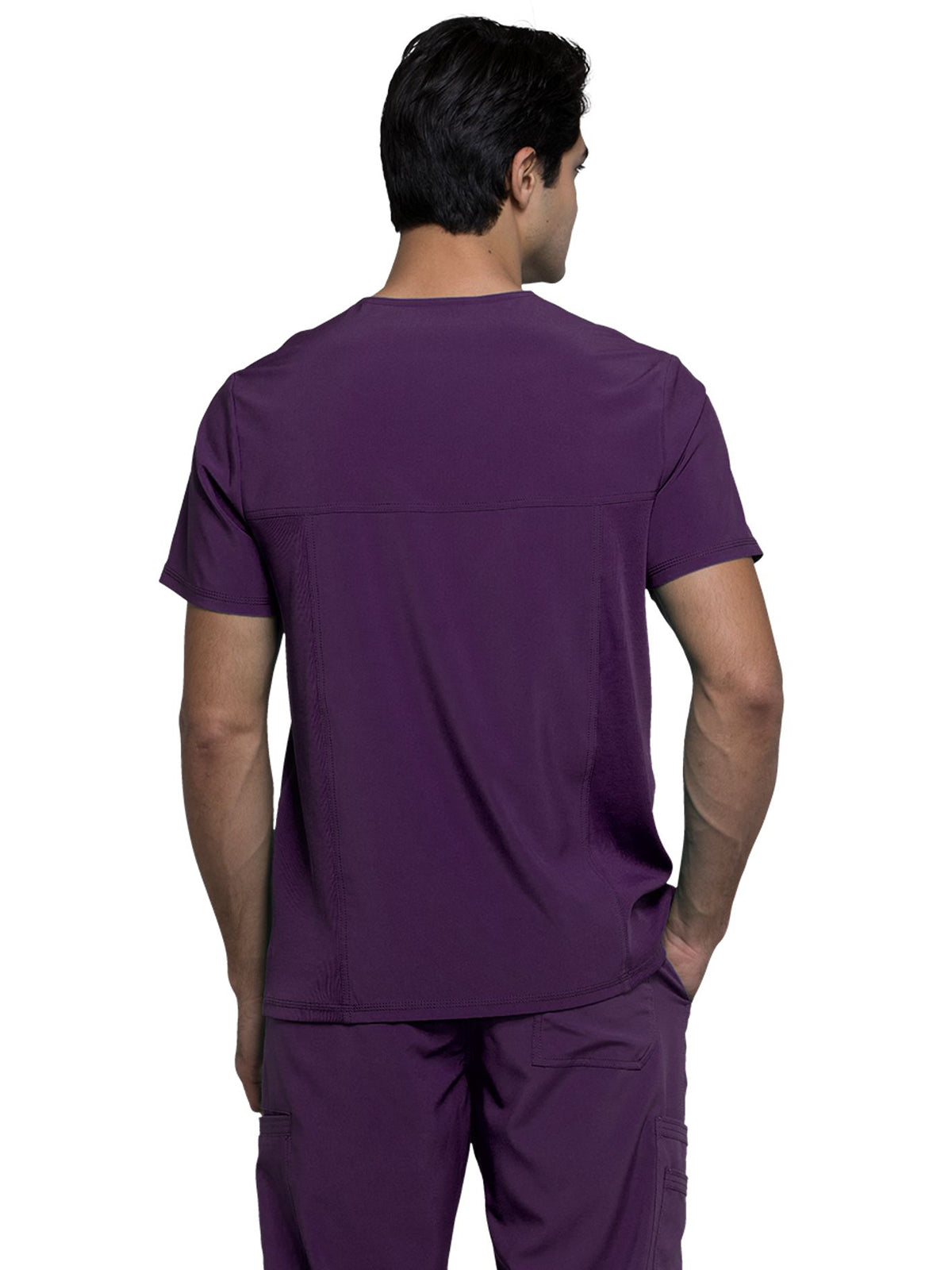 Men's Three-Pocket V-Neck Top - CK900A - Eggplant