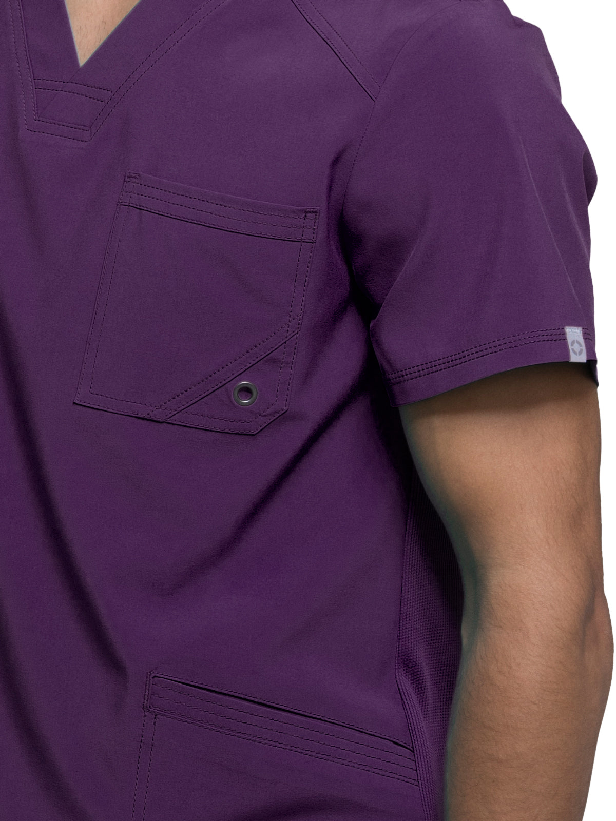 Men's Three-Pocket V-Neck Top - CK900A - Eggplant
