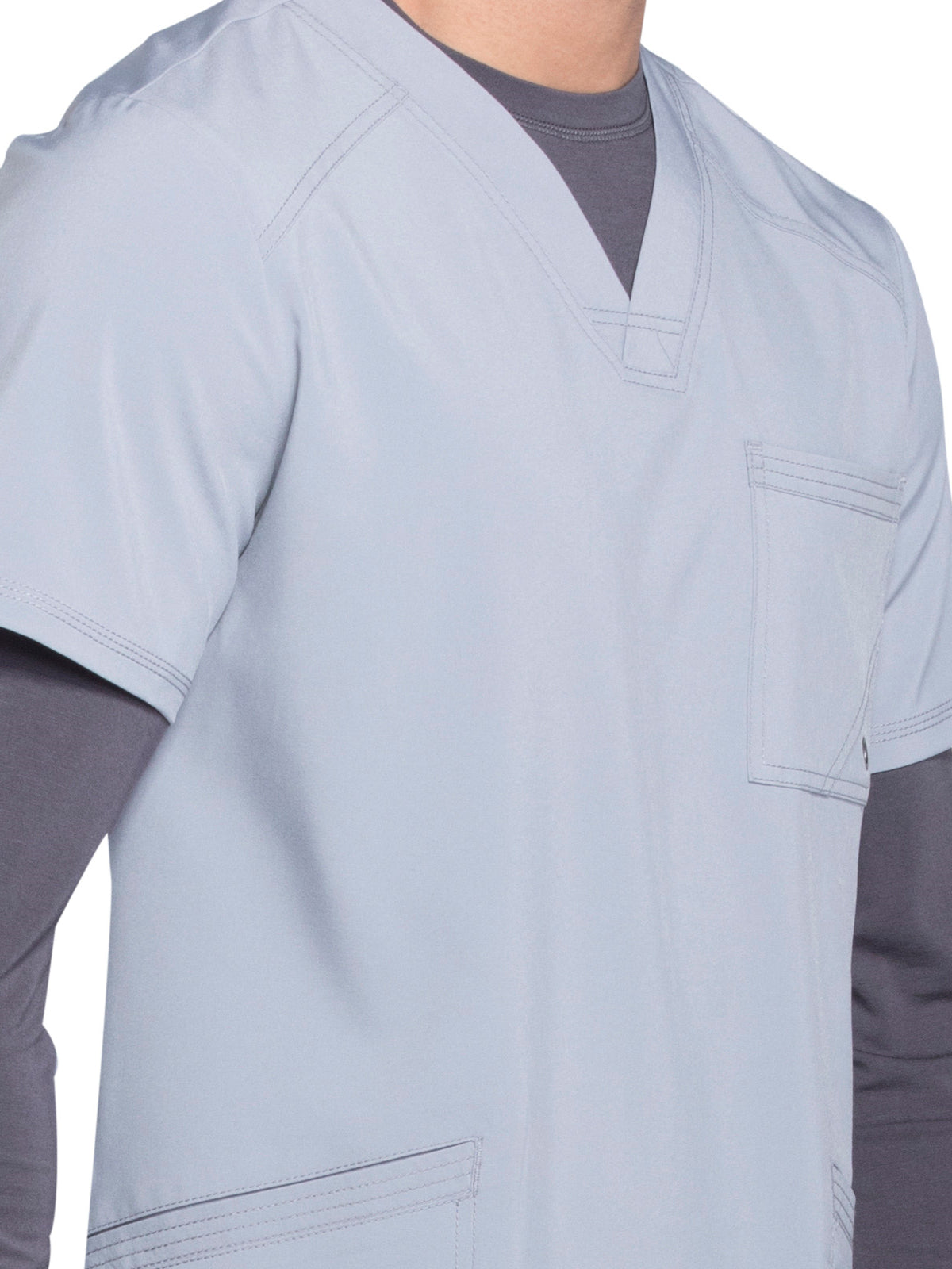 Men's Three-Pocket V-Neck Top - CK900A - Grey
