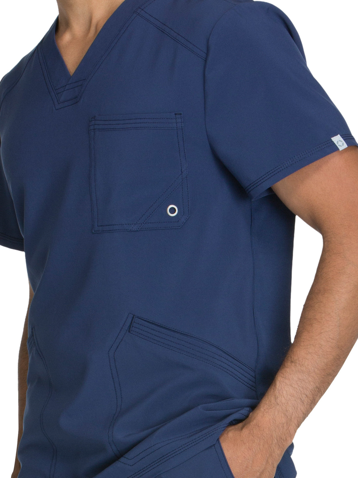 Men's Three-Pocket V-Neck Top - CK900A - Navy