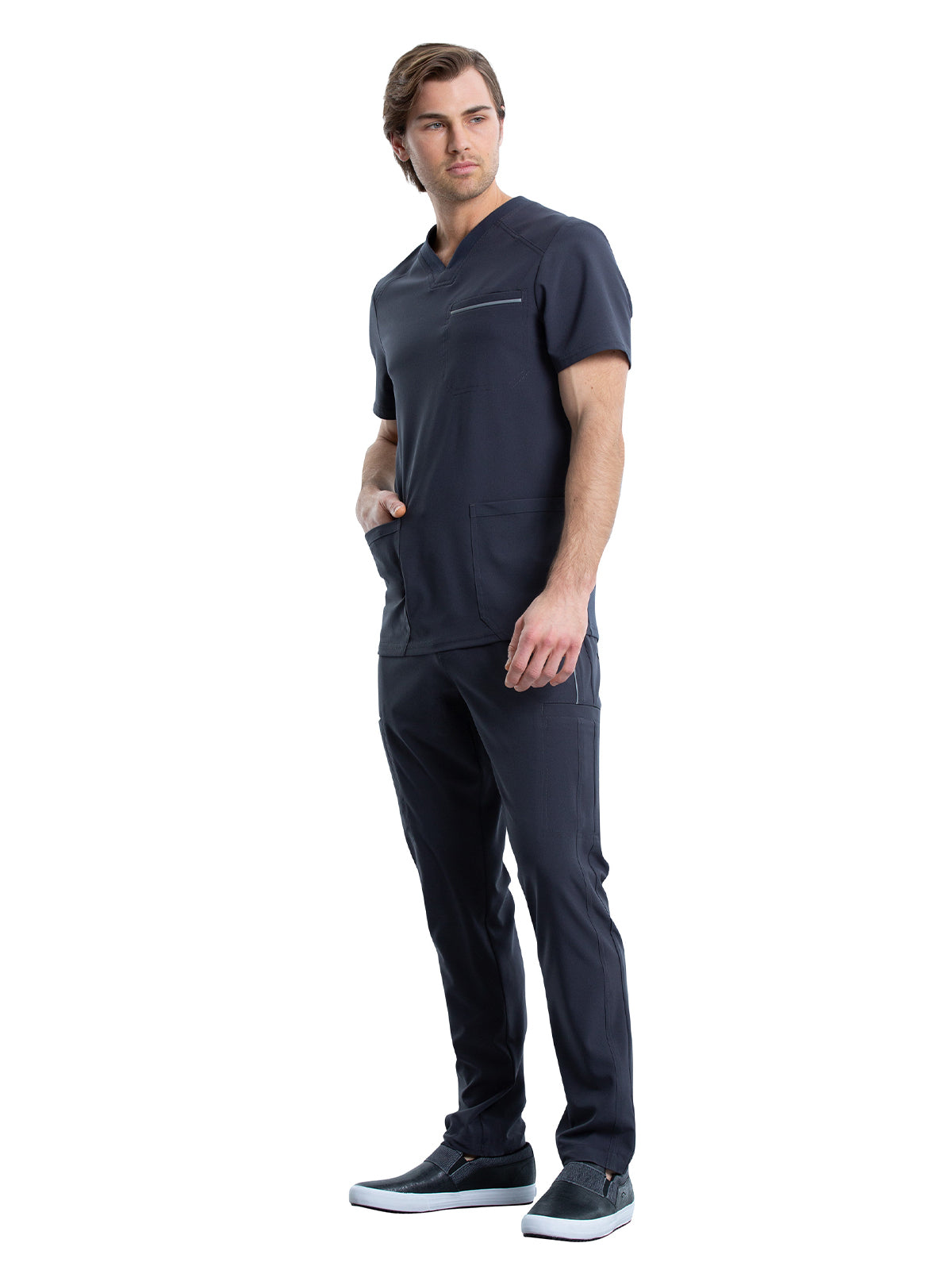 Men's Three-Pocket V-Neck Top - CK900A - Pewter