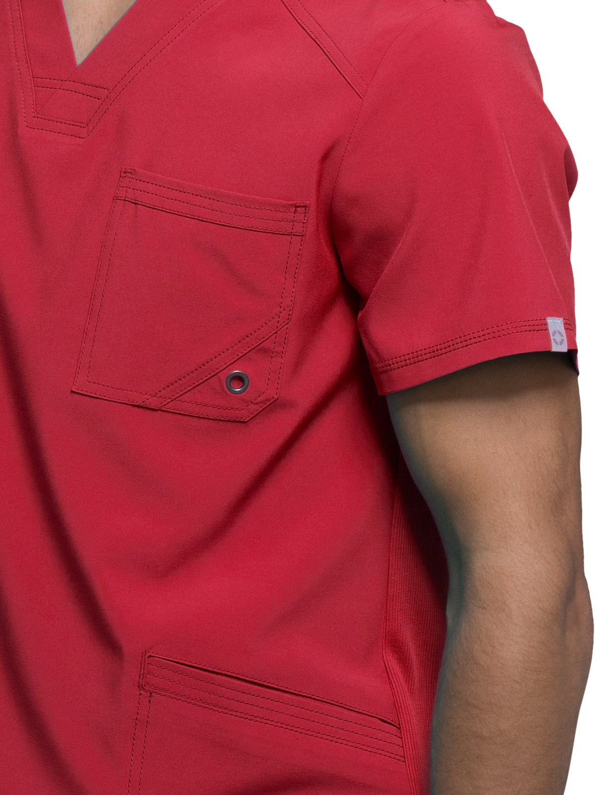 Men's Three-Pocket V-Neck Top - CK900A - Red