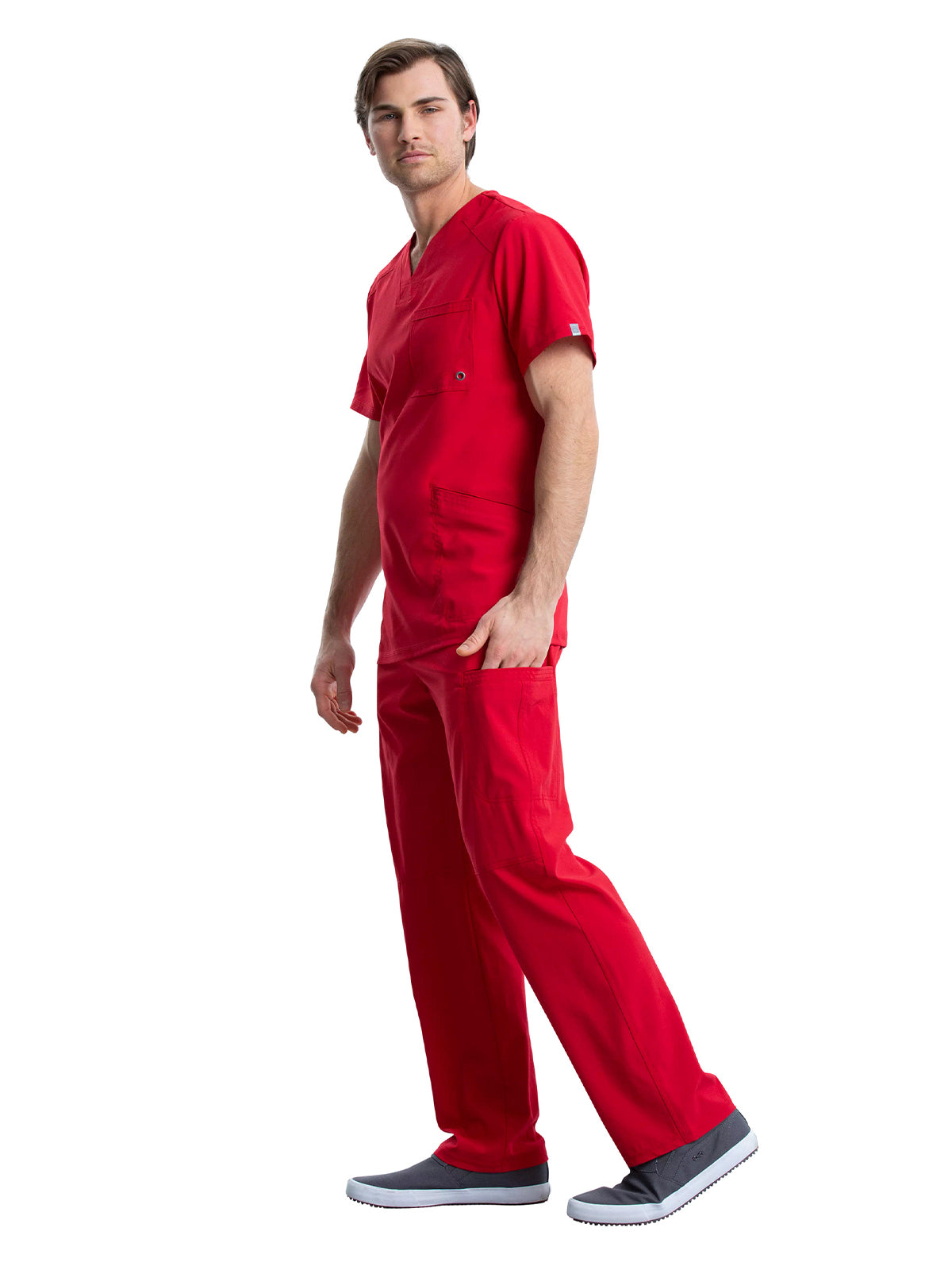 Men's Three-Pocket V-Neck Top - CK900A - Red
