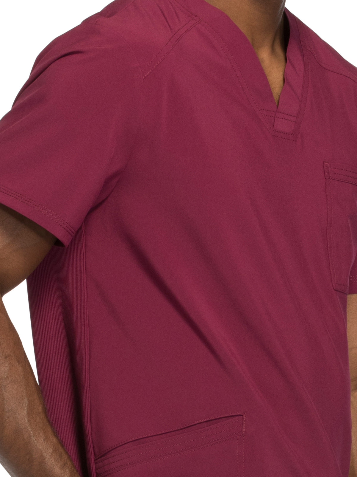 Men's Three-Pocket V-Neck Top - CK900A - Wine