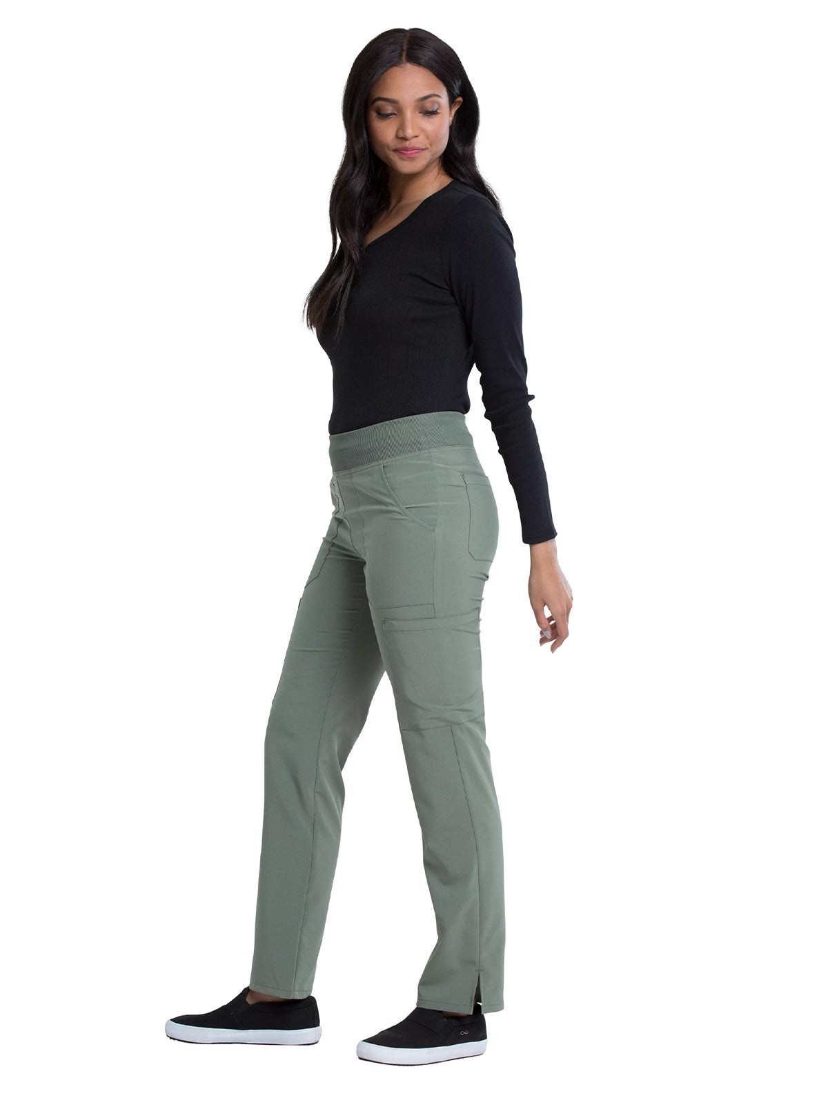 Women's Natural Rise Tapered Leg Pull-On Pant - DK005 - Olive