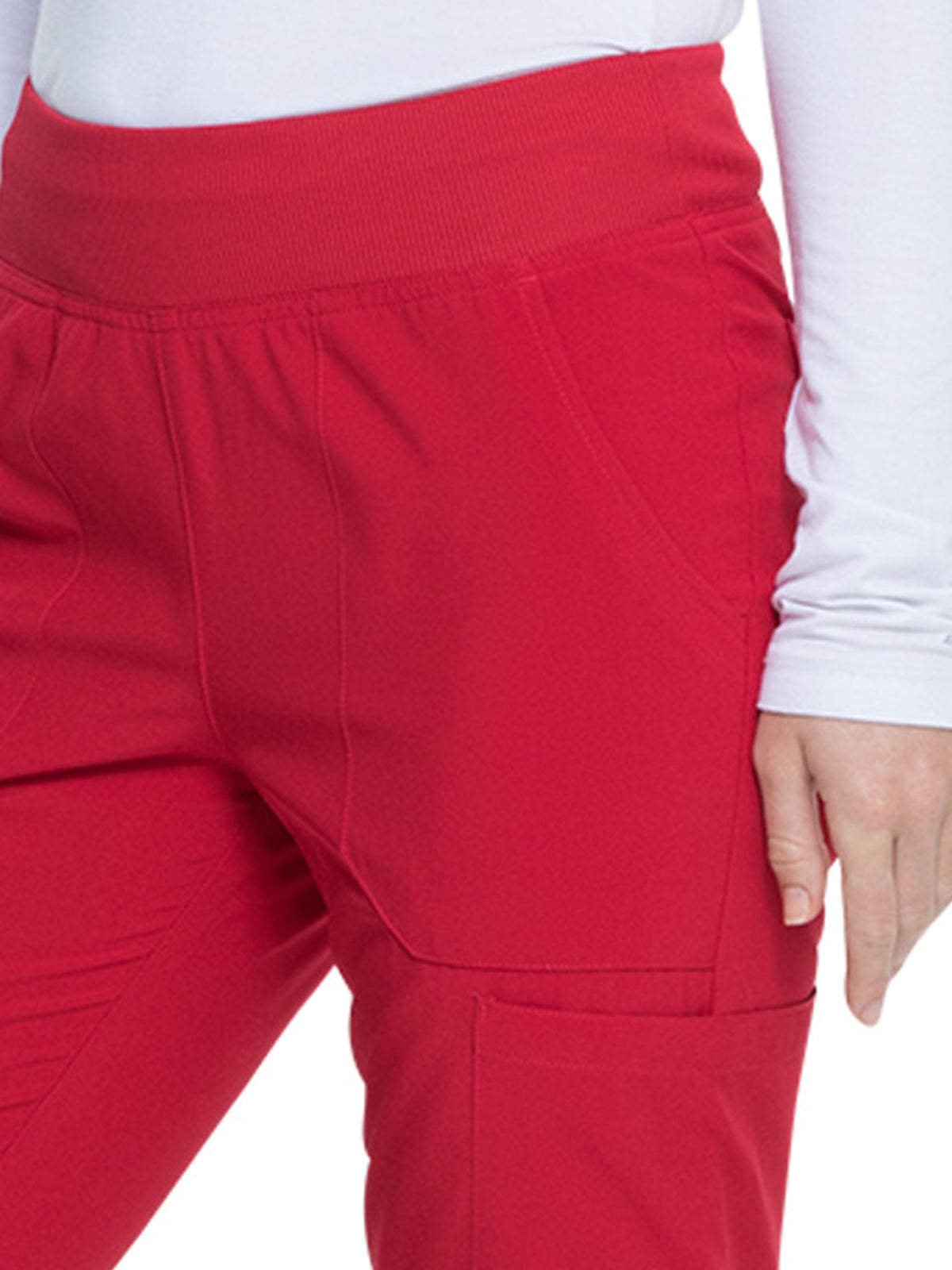 Women's Natural Rise Tapered Leg Pull-On Pant - DK005 - Red