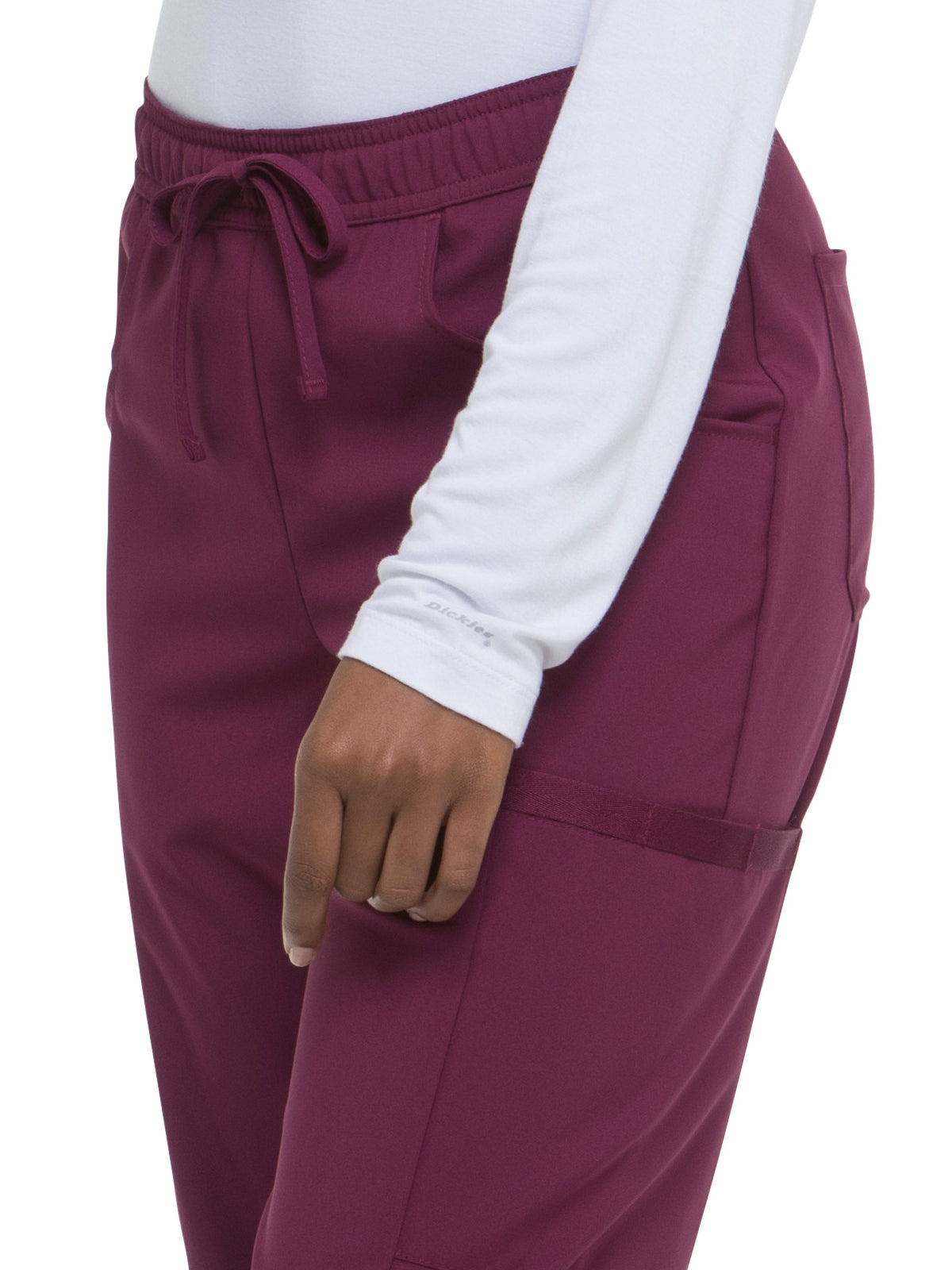 Women's Mid Rise Straight Leg Drawstring Pant - DK010 - Wine