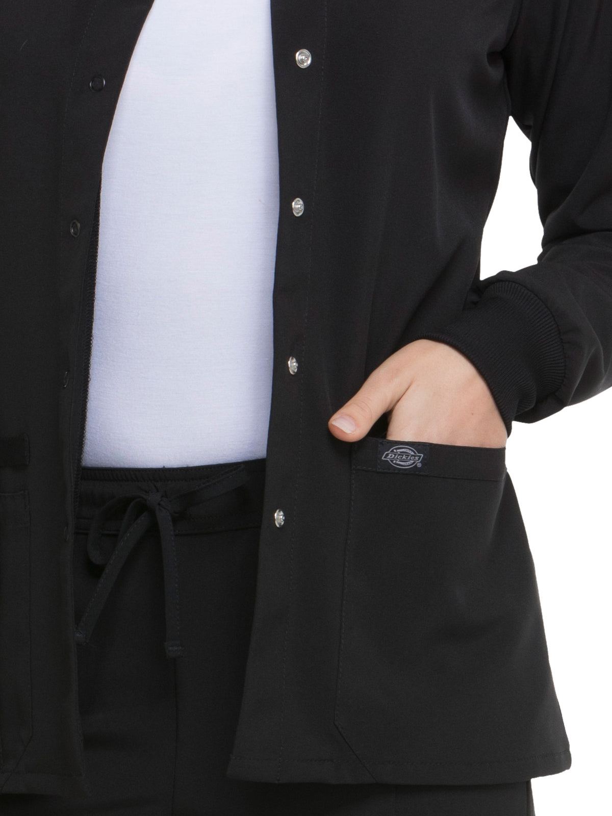 Women's 2-Pocket Snap Front Jacket - DK305 - Black