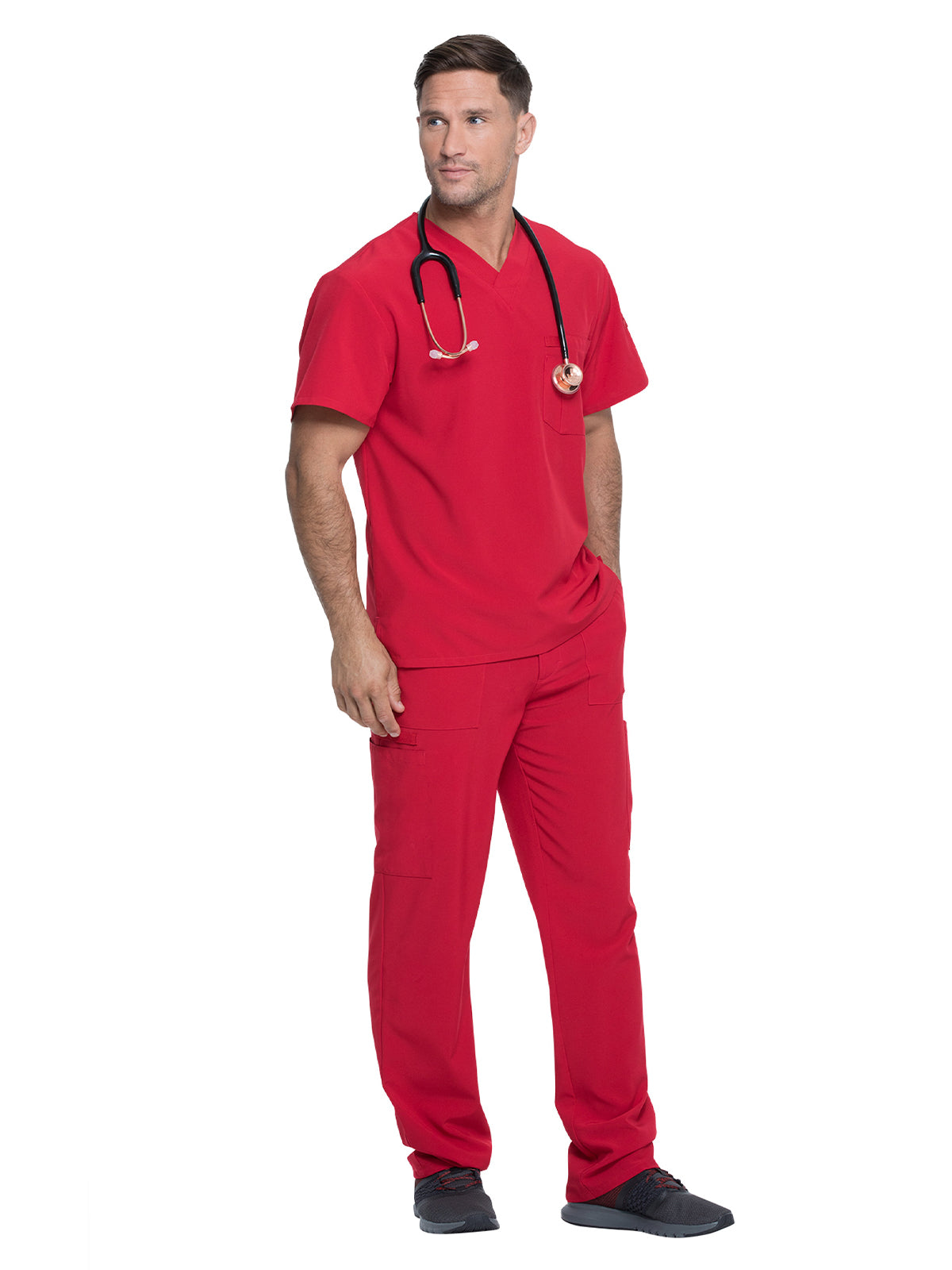 Men's 1-Pocket Tuckable V-Neck Top - DK635 - Red