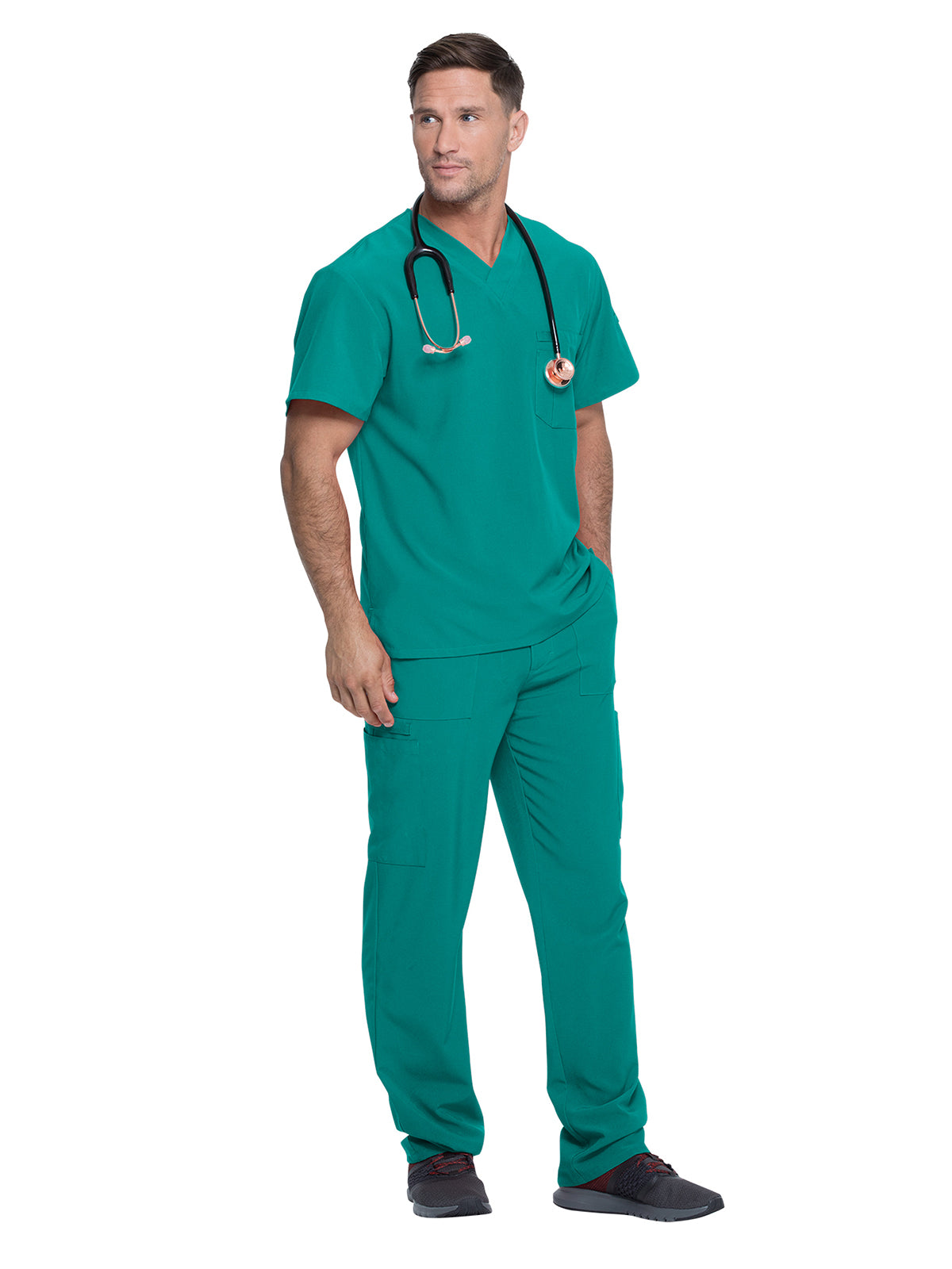 Men's 1-Pocket Tuckable V-Neck Top - DK635 - Teal Blue