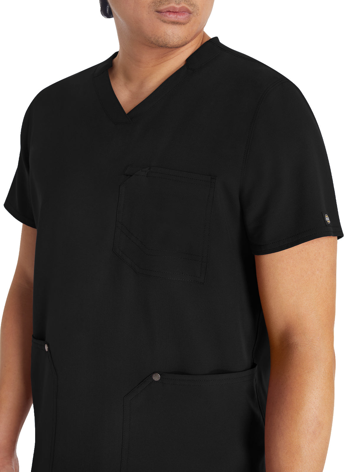 Men's 3-Pocket V-Neck Top - DK677 - Black