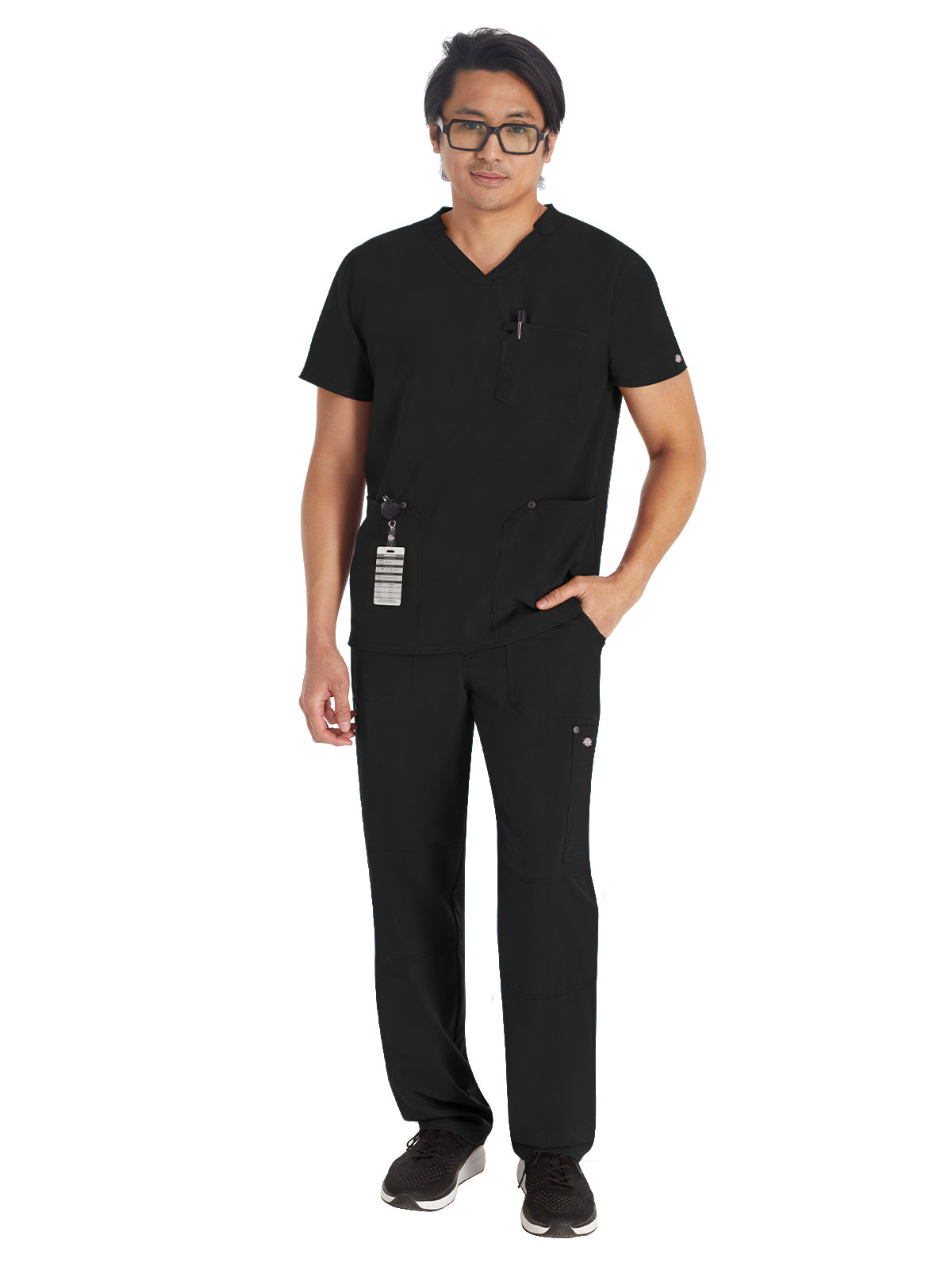 Men's 3-Pocket V-Neck Top - DK677 - Black