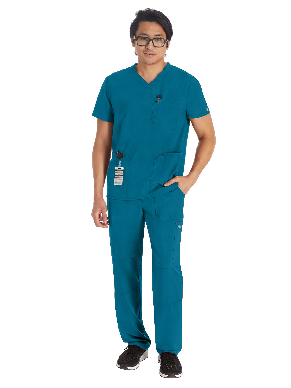 Men's 3-Pocket V-Neck Top - DK677 - Caribbean Blue