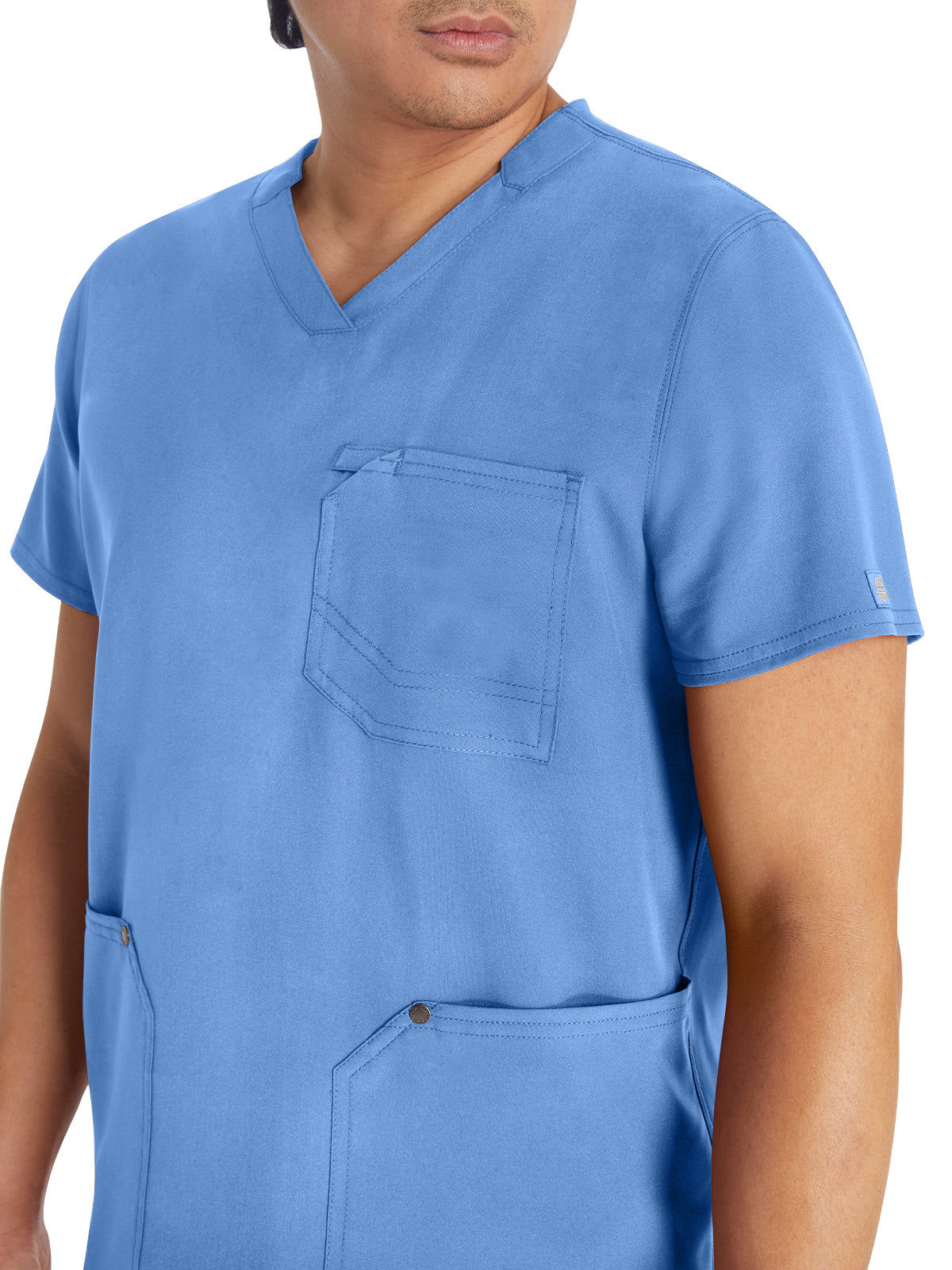 Men's 3-Pocket V-Neck Top - DK677 - Ciel