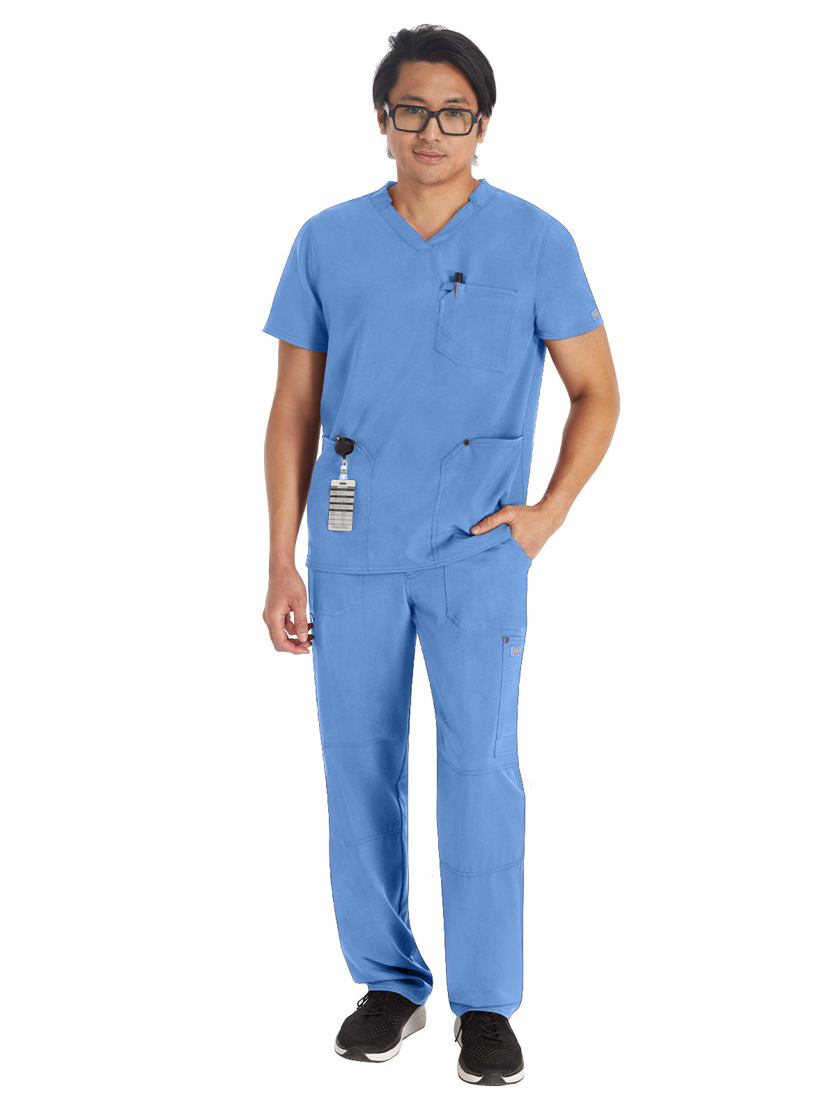 Men's 3-Pocket V-Neck Top - DK677 - Ciel