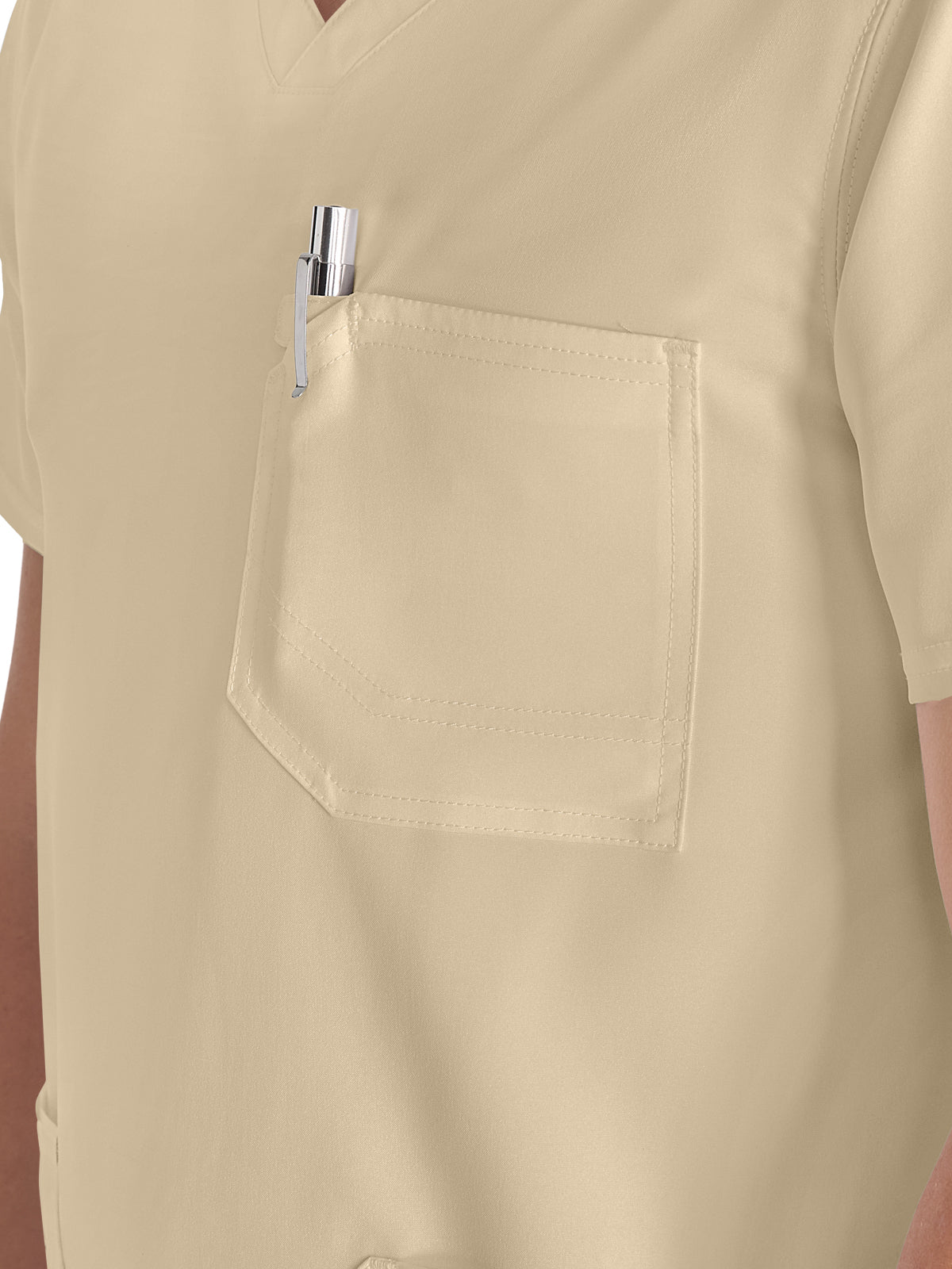 Men's 3-Pocket V-Neck Top - DK677 - Khaki