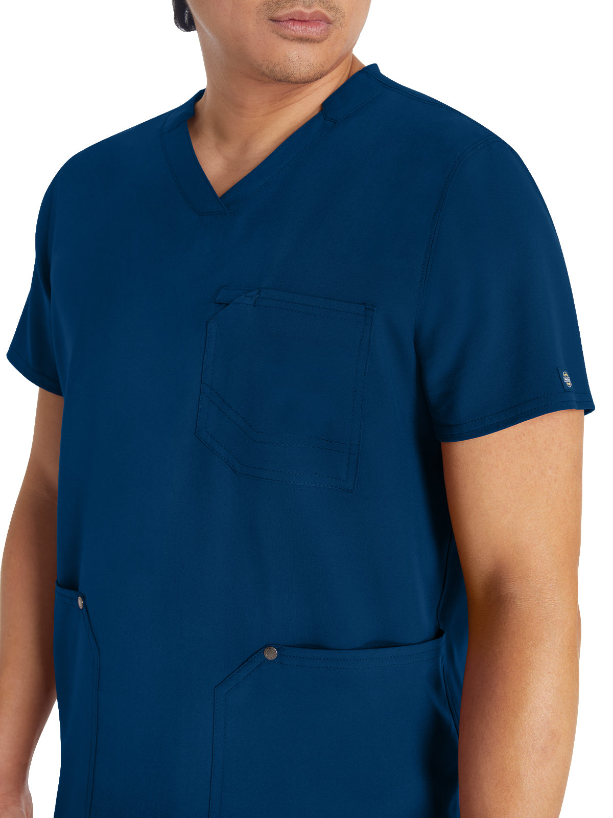 Men's 3-Pocket V-Neck Top - DK677 - Navy