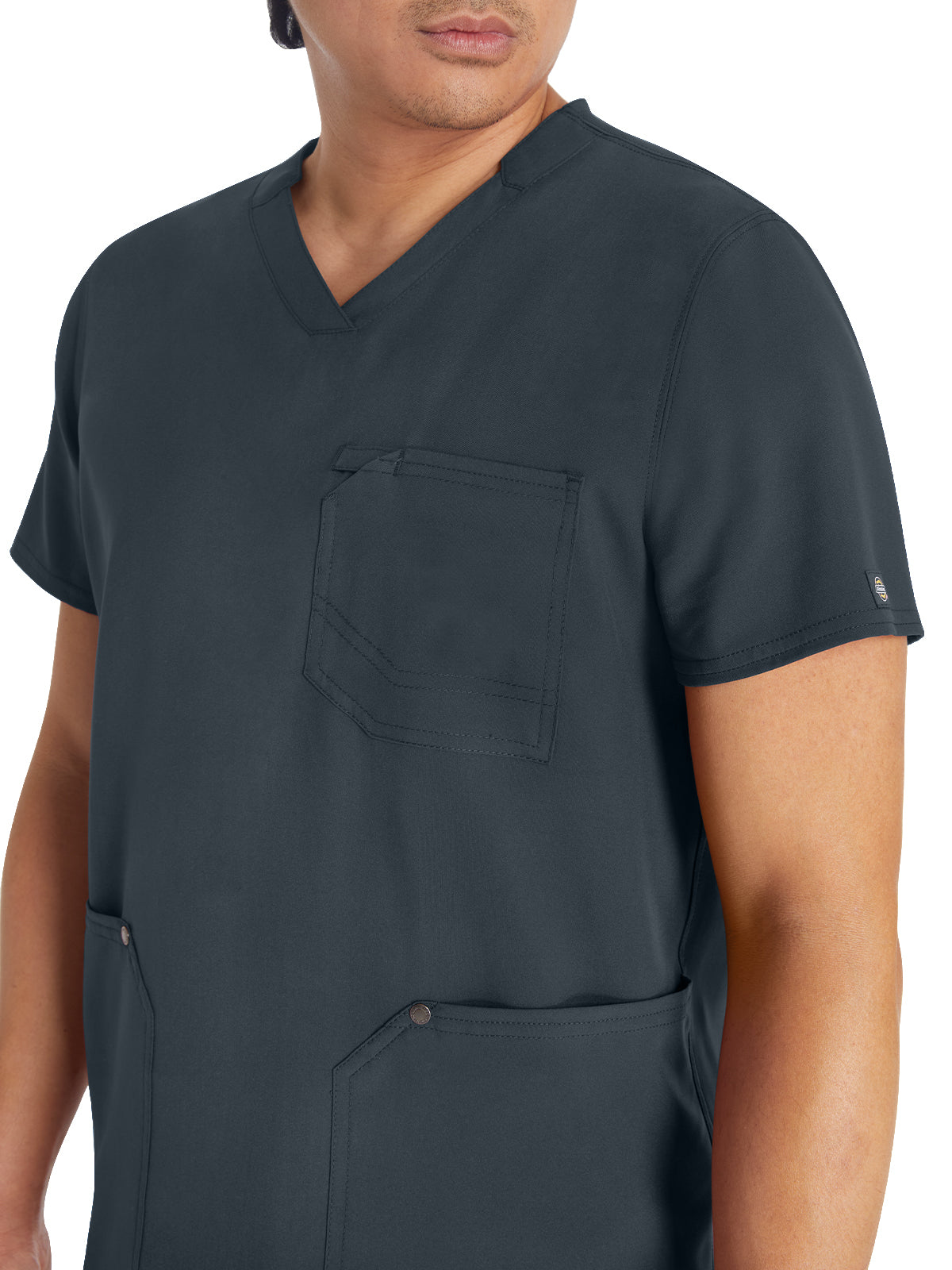 Men's 3-Pocket V-Neck Top - DK677 - Pewter