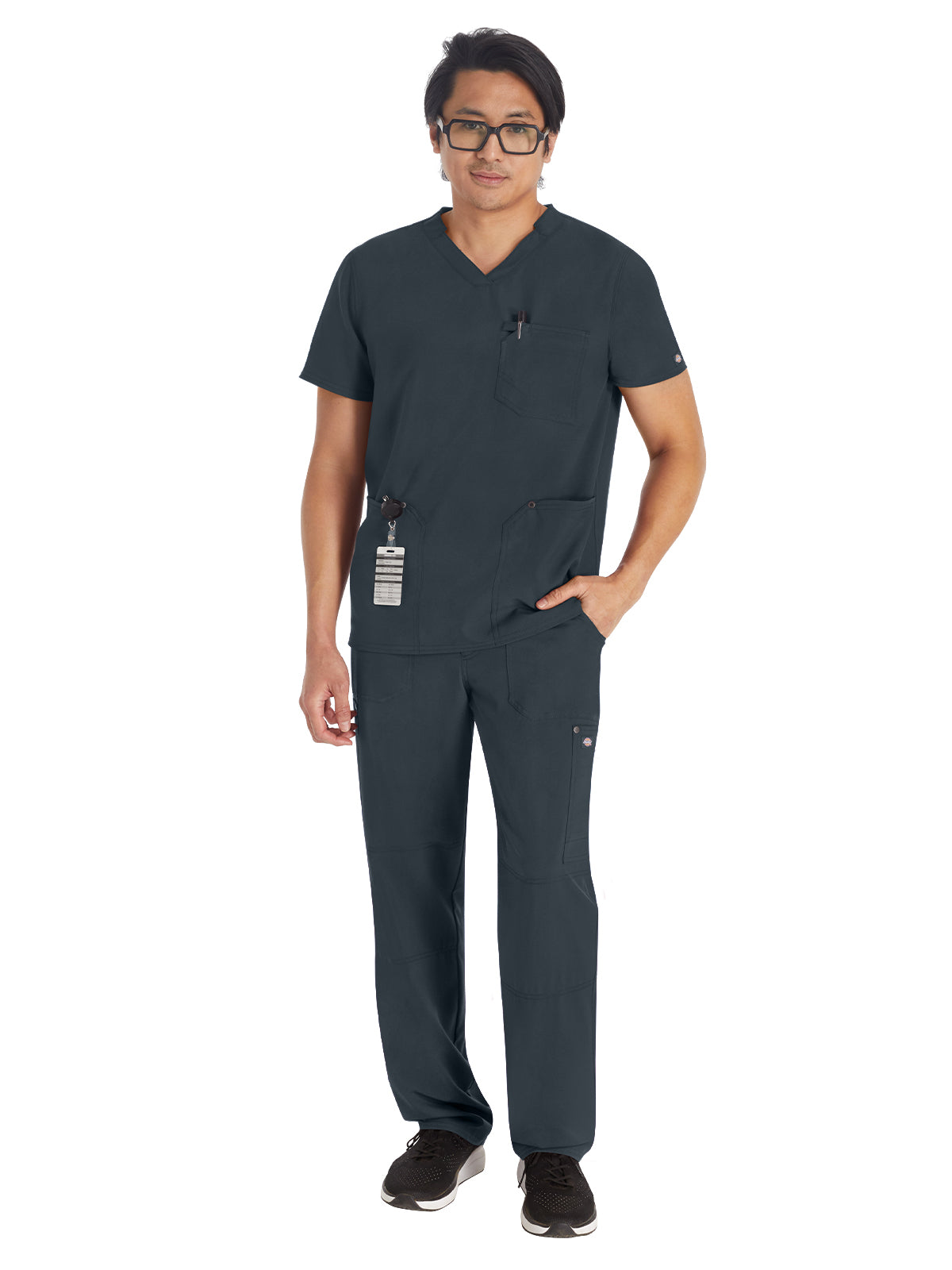 Men's 3-Pocket V-Neck Top - DK677 - Pewter