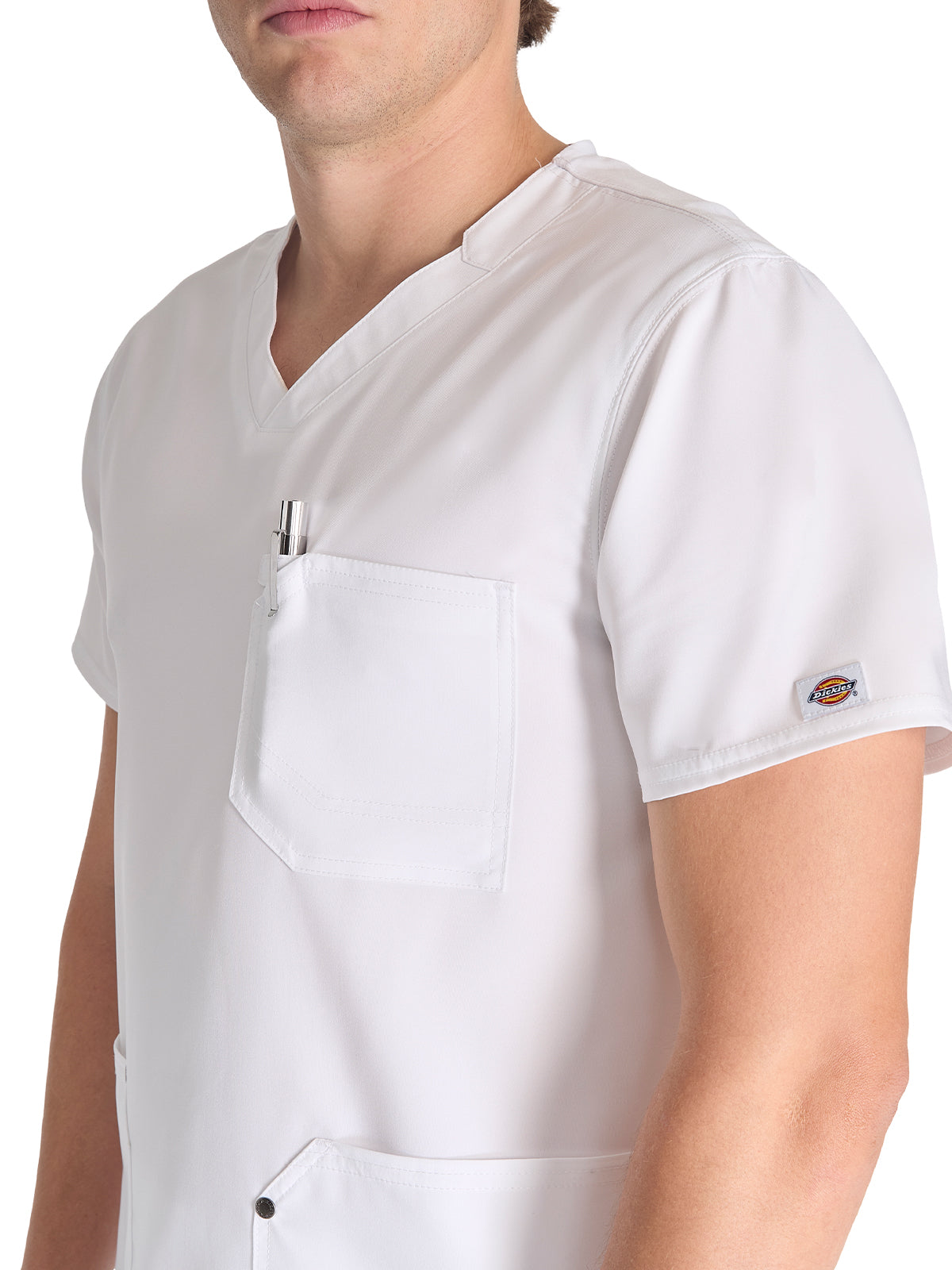 Men's 3-Pocket V-Neck Top - DK677 - White
