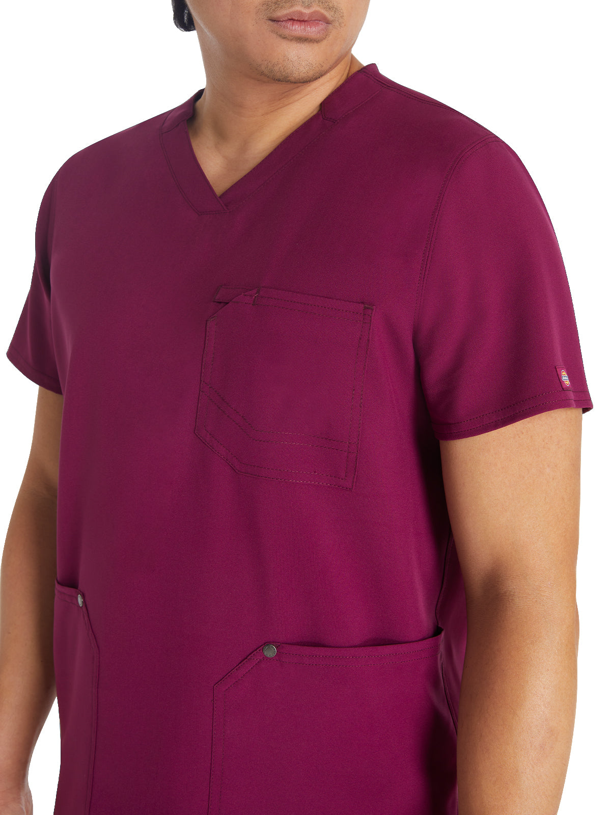 Men's 3-Pocket V-Neck Top - DK677 - Wine