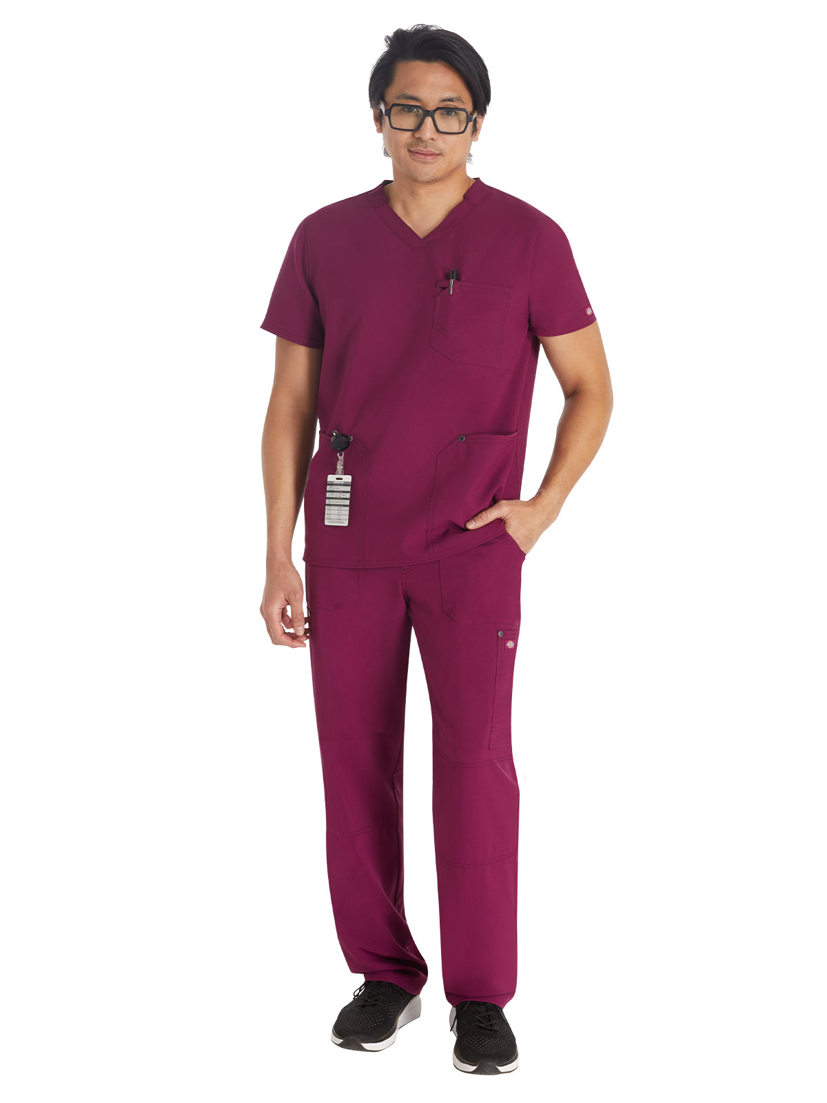 Men's 3-Pocket V-Neck Top - DK677 - Wine