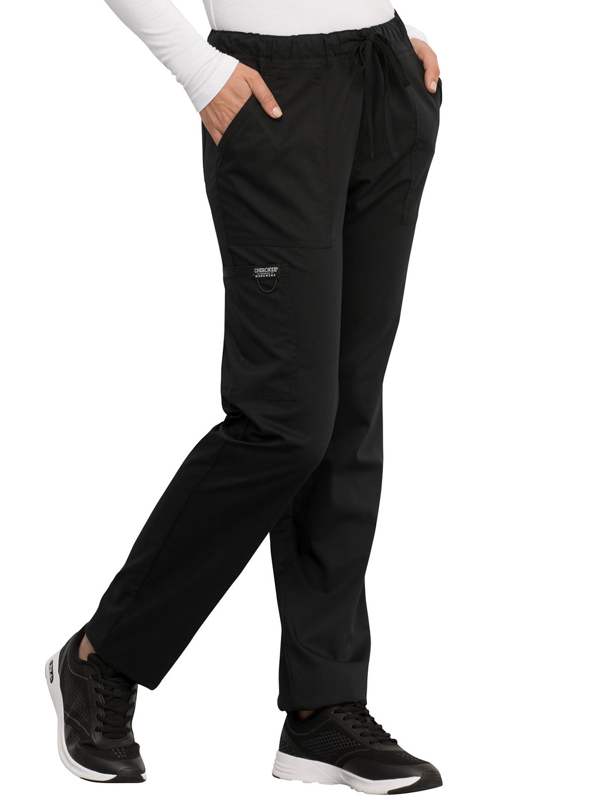 Unisex 4-Pocket Tapered Leg Drawstring Pant - WW020 - Black